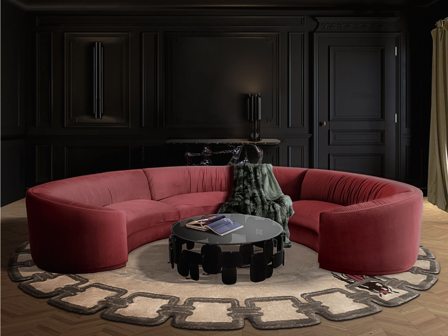 Intriguing Living Room with the Golden Bugs&nbsp;Rug by Rug'Society