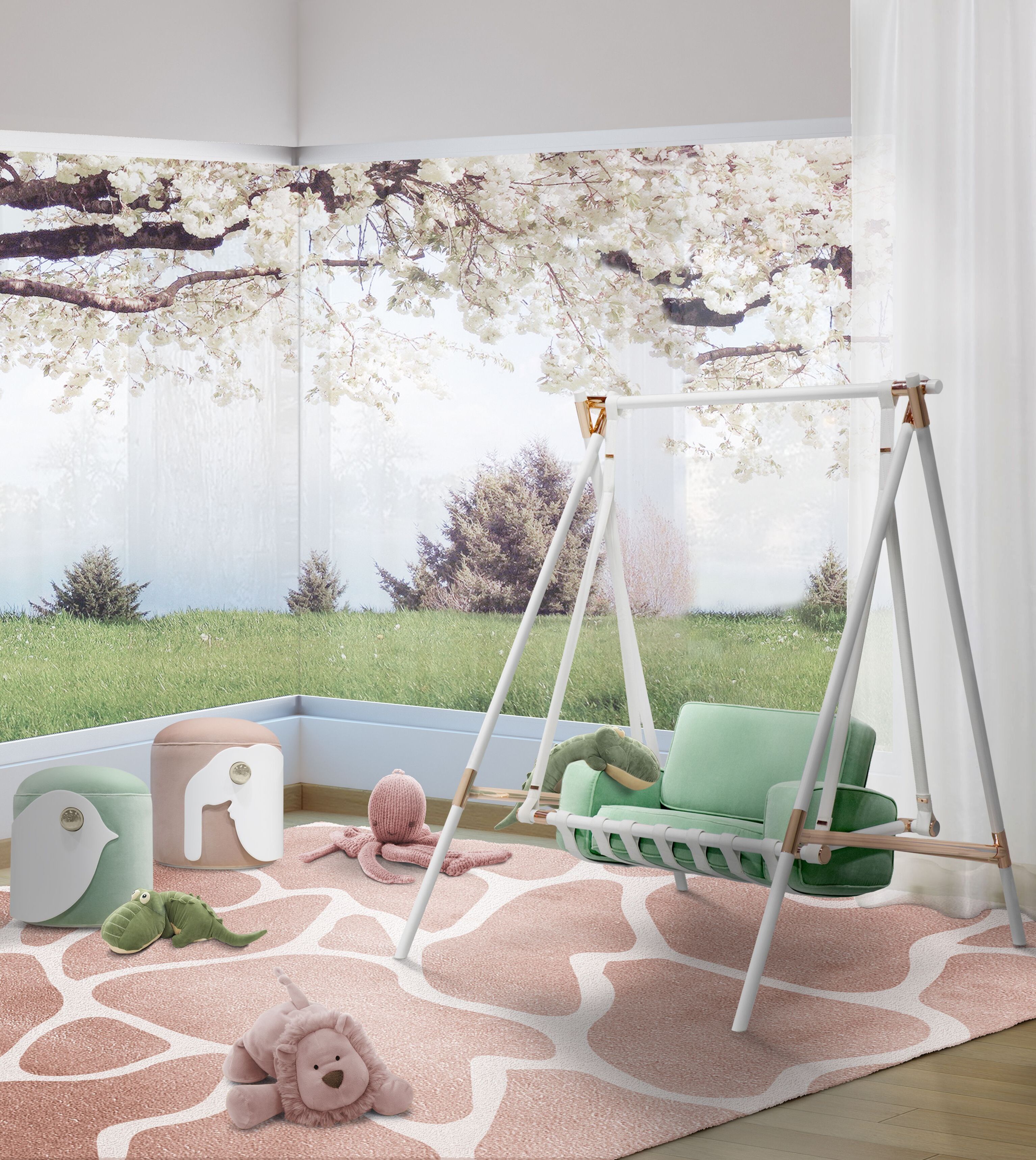 Kids' Bedroom With Cell Pink&nbsp;Rug by Rug'Society