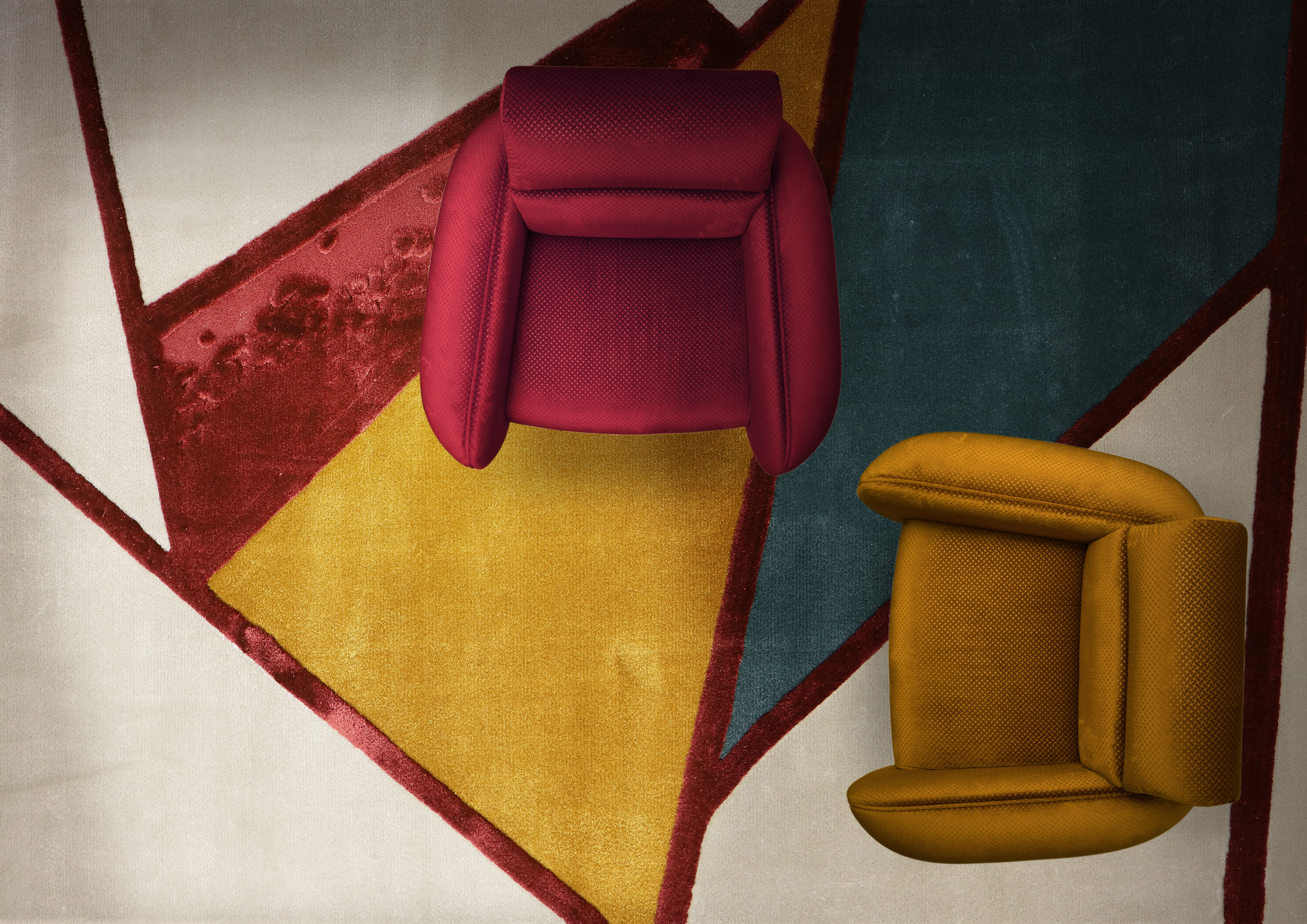 Living Room With Bauhau Geometric&nbsp;Rug by Rug'Society