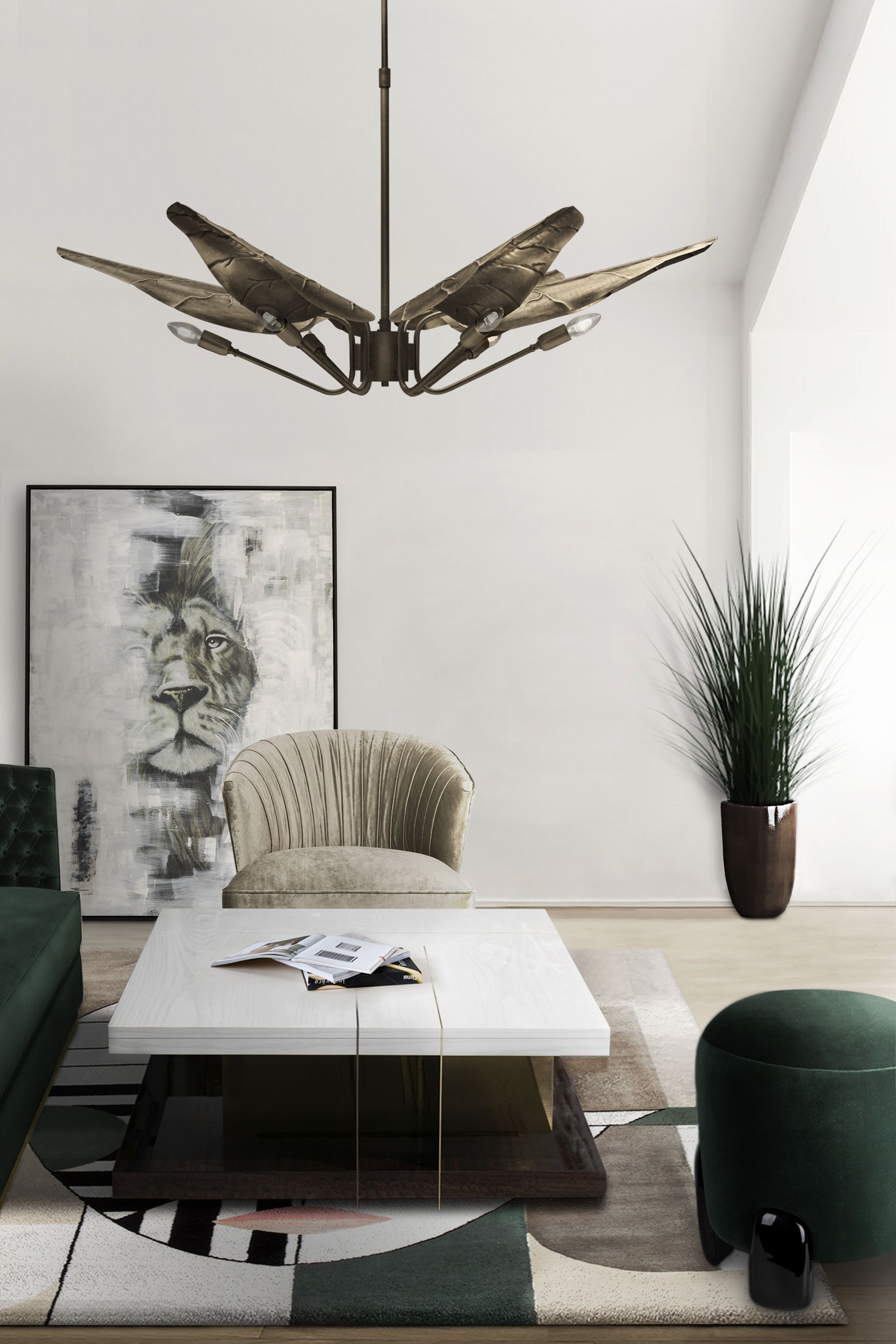 Living Room With The Mix Of Neutral Tones And Green&nbsp;Details by Rug'Society