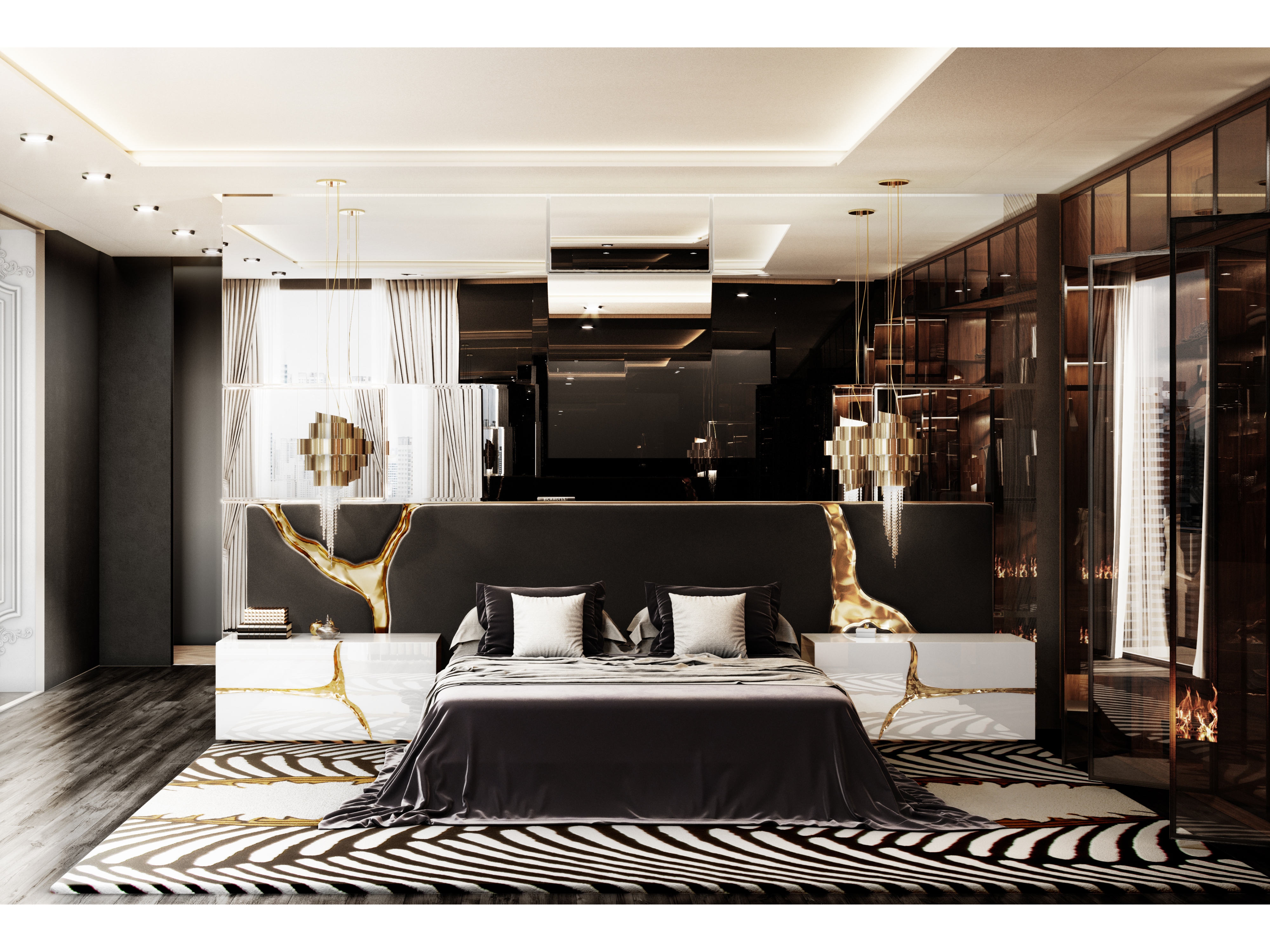 Luxurious bedroom design with the romantic Couple&nbsp;rug by Rug'Society