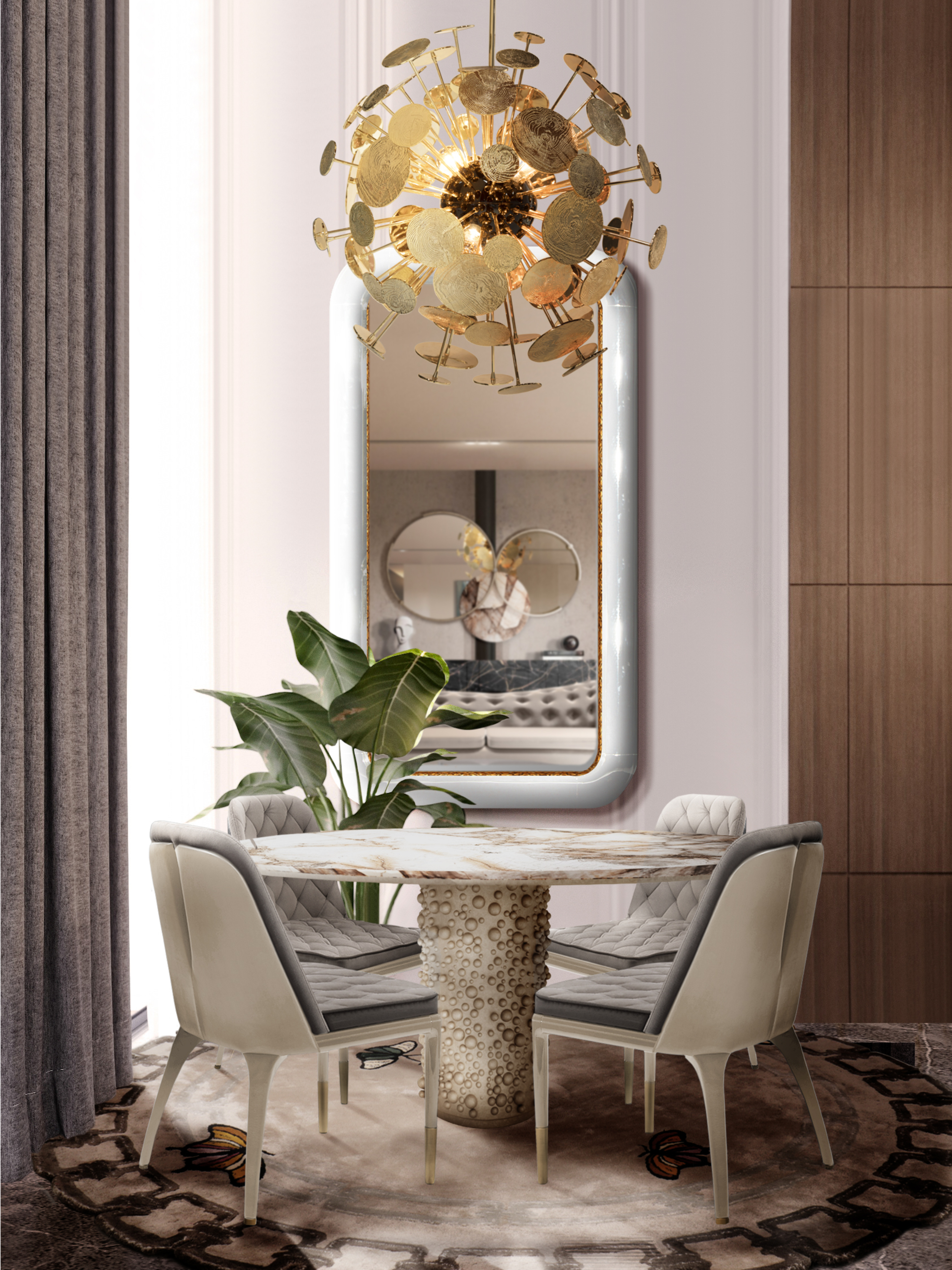 Luxurious dining room design with Metamorphosis&nbsp;rug by Rug'Society