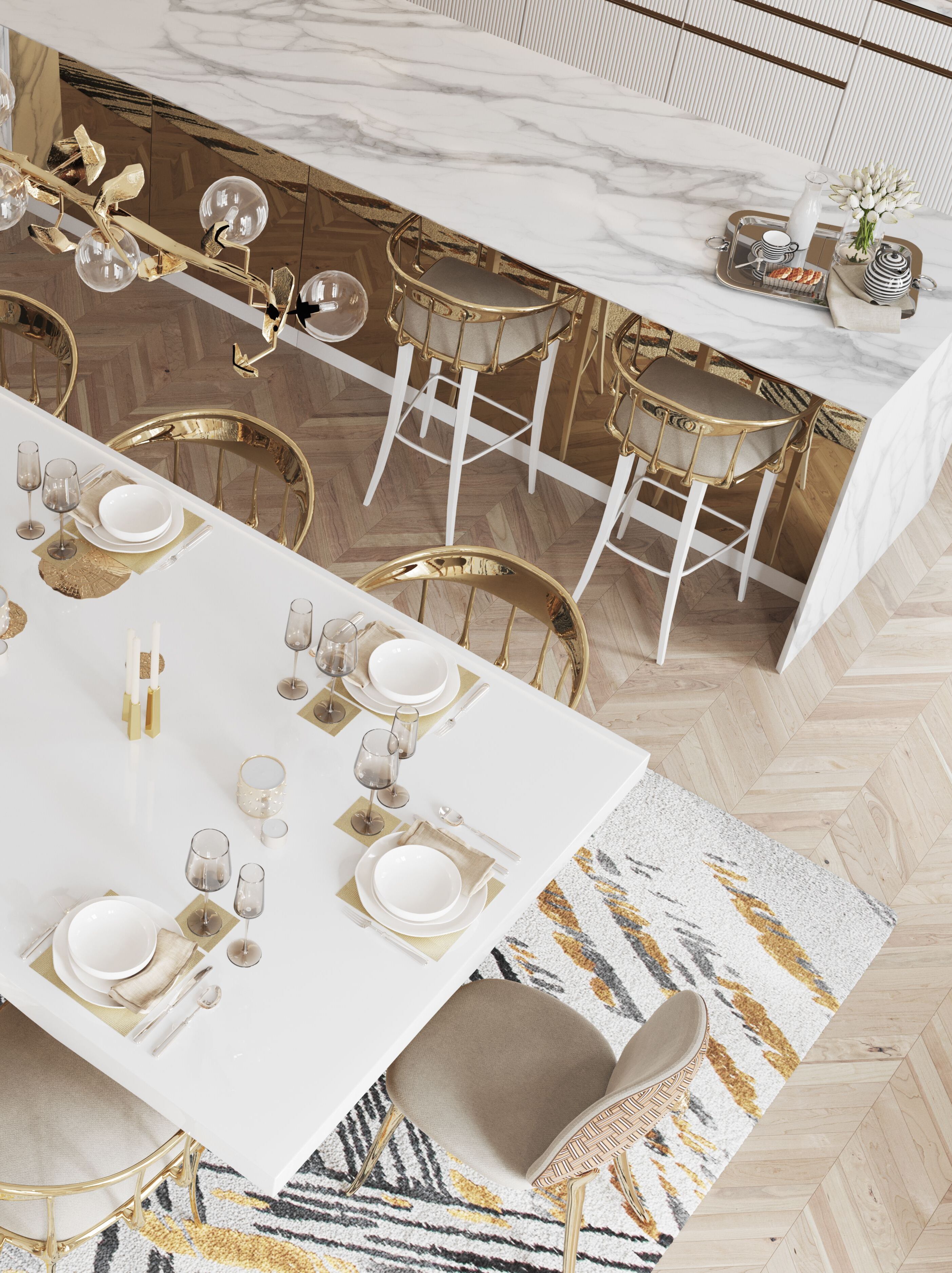 Luxurious Dining Room With Xisto Modern&nbsp;Rug by Rug'Society