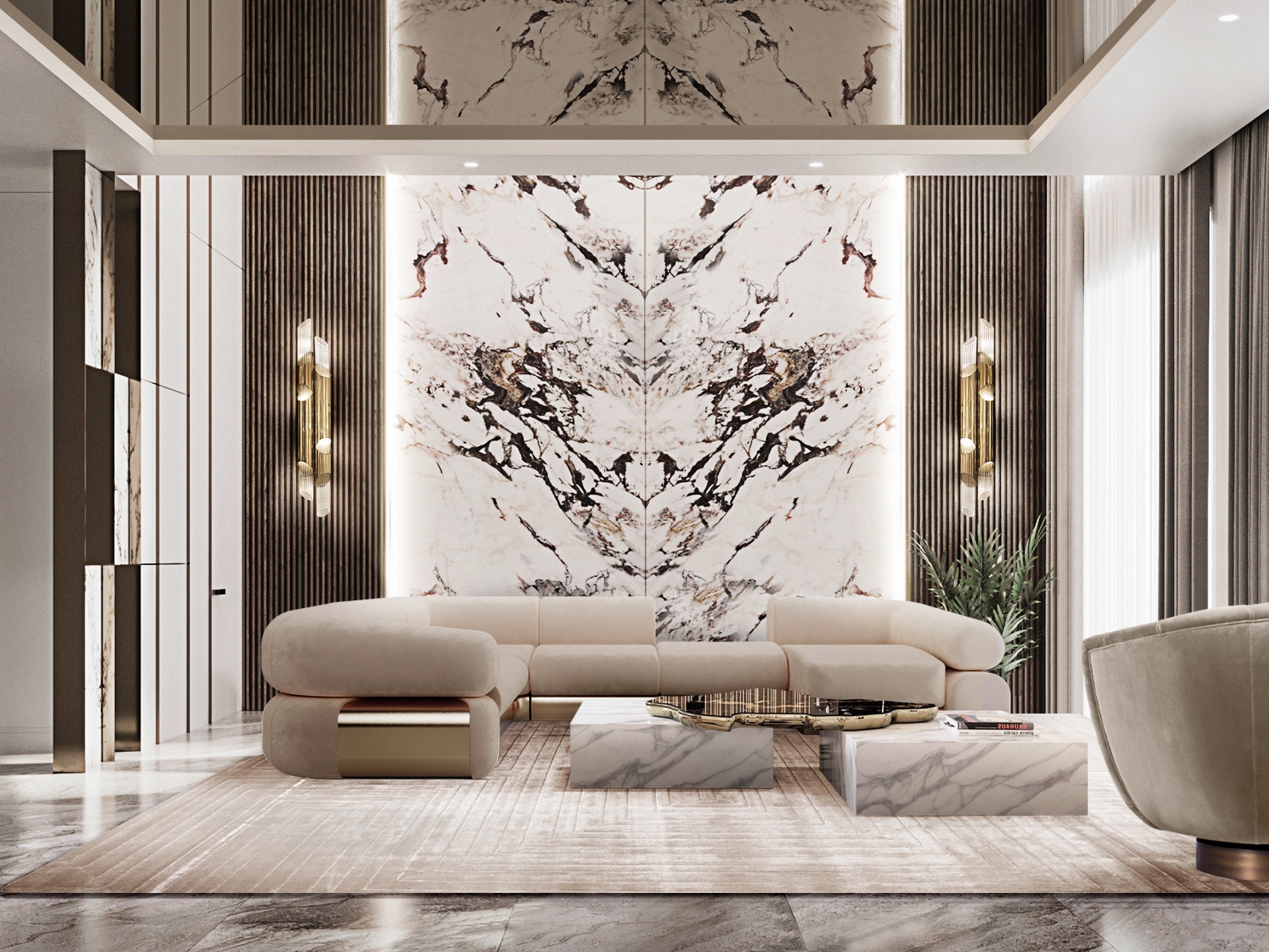 Luxurious Living Room Design With Elegant WHITE GARDEN&nbsp;RUG by Rug'Society