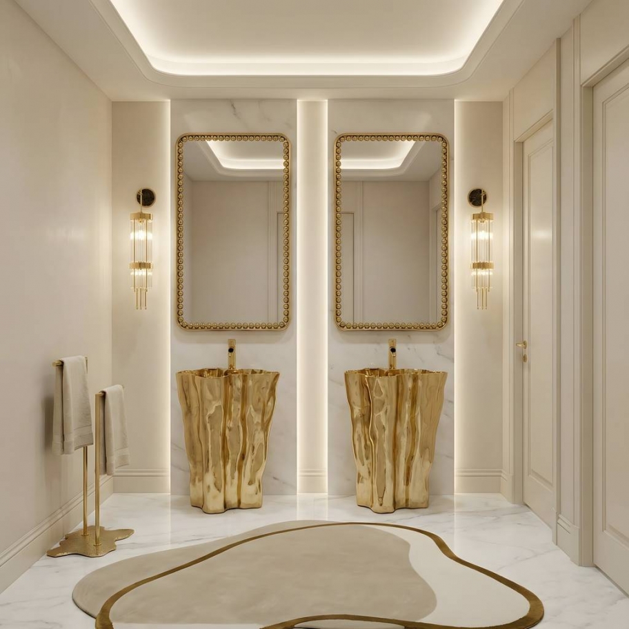 Luxury Bathroom With Blush Rug - Rug'Society