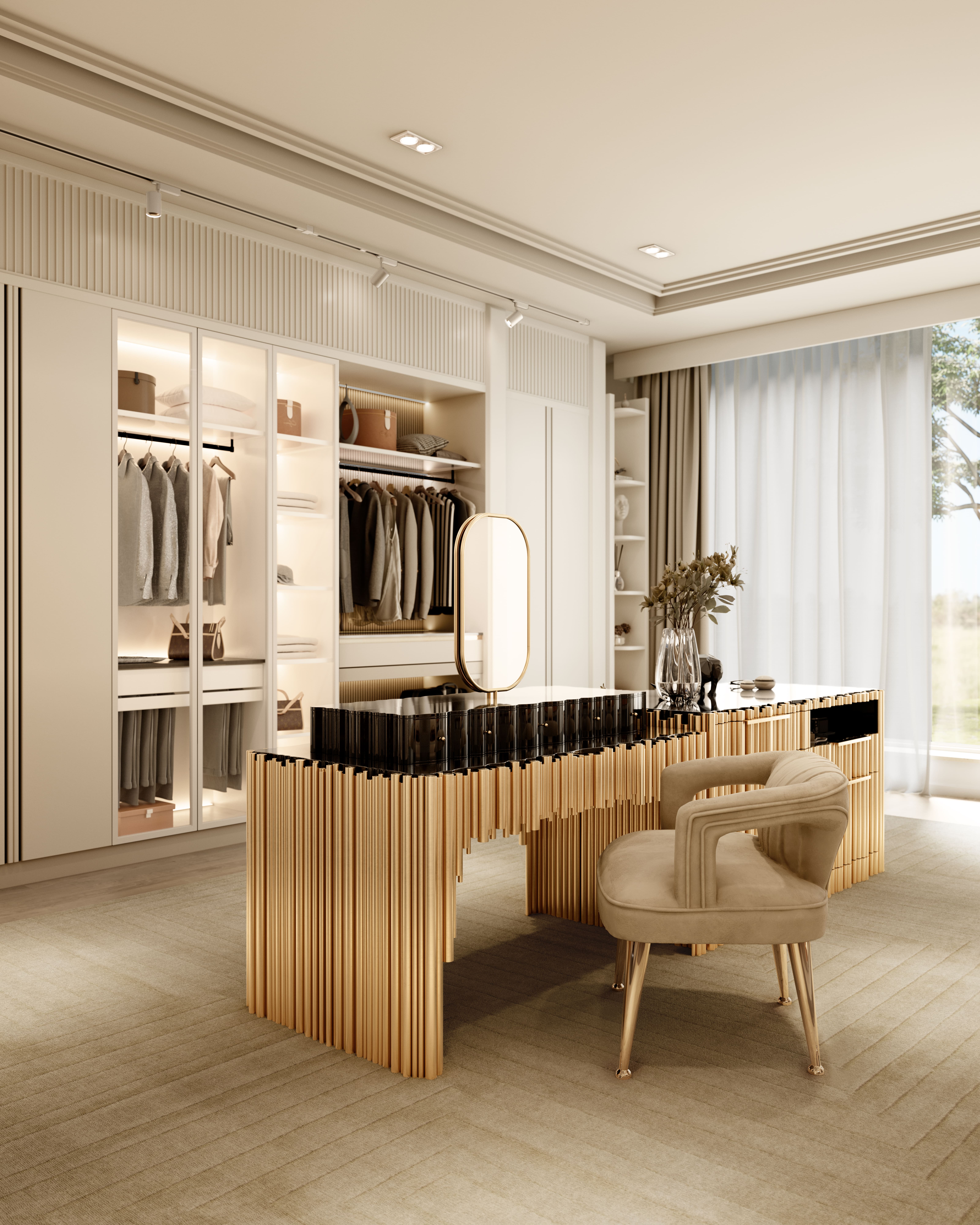 Luxury Closet Featuring the White Garden&nbsp;Rug by Rug'Society