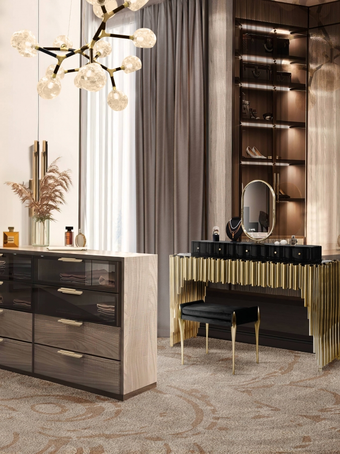 LUXURY DRESSING ROOM WITH THE MERFILUS SQUARE&nbsp;RUG by Rug'Society