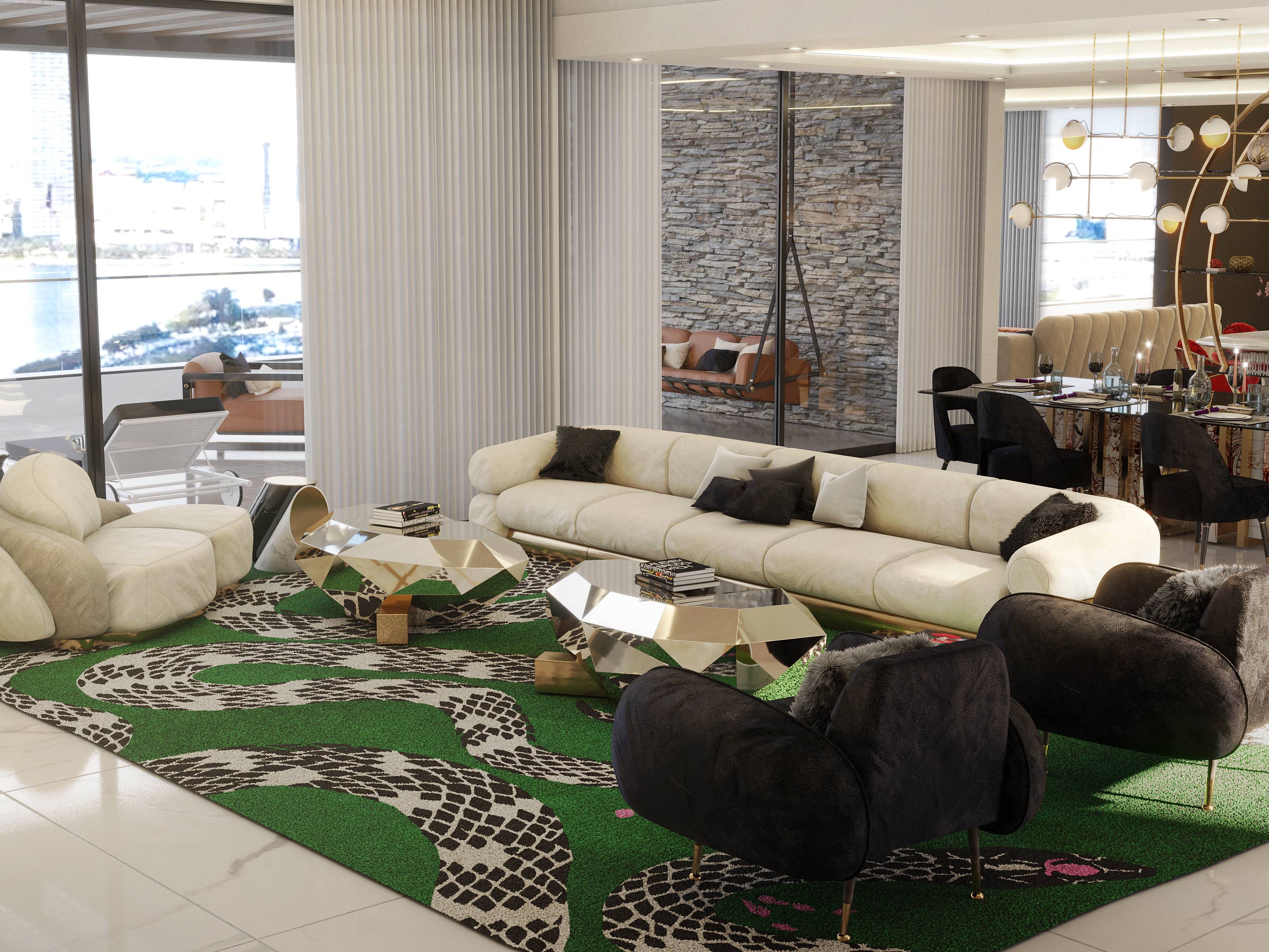 MAGNIFICENT LIVING ROOM WITH THE SNAKE&nbsp;RUG by Rug'Society