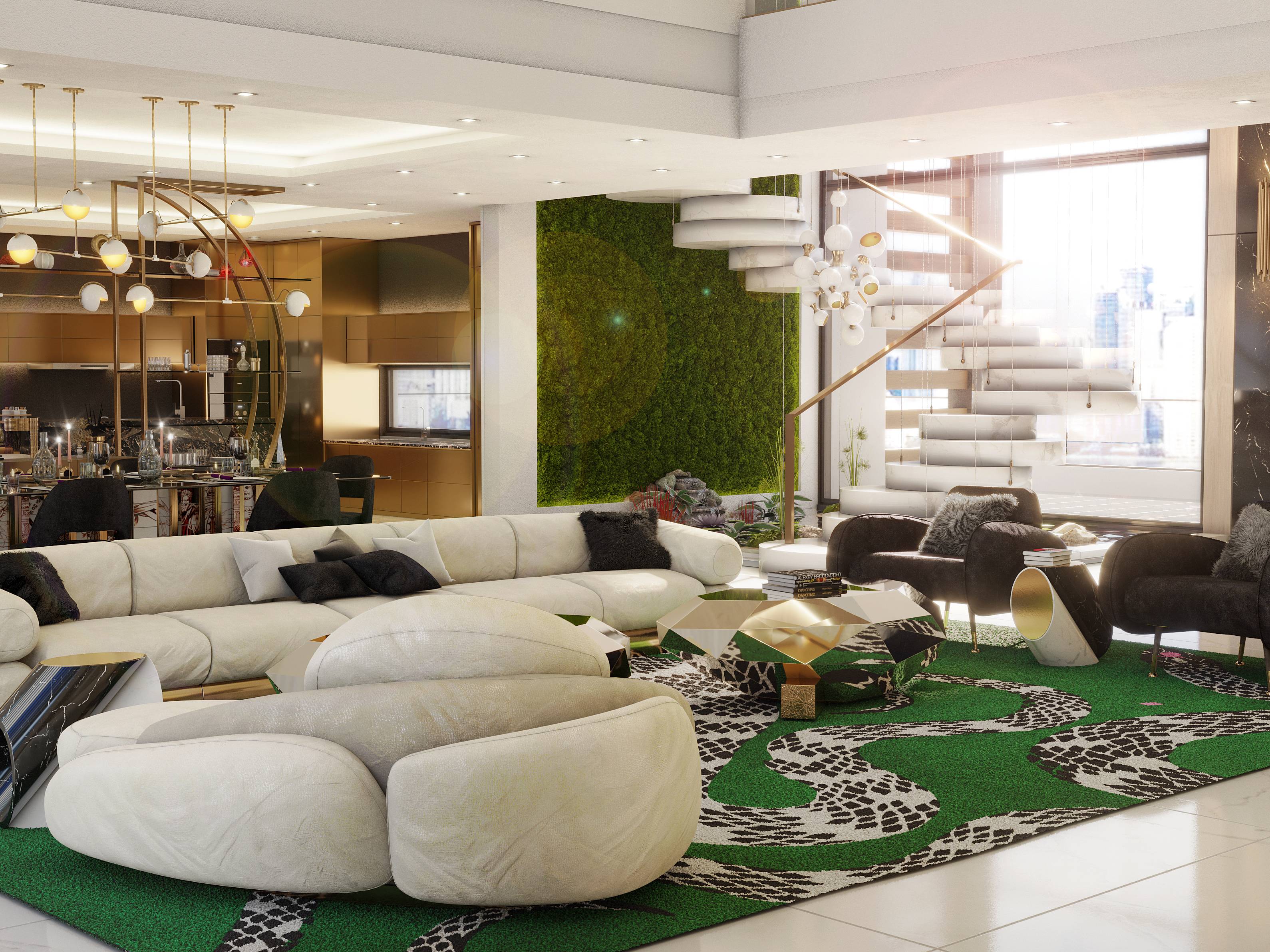 MAGNIFICENT LIVING ROOM WITH THE SNAKE&nbsp;RUG by Rug'Society