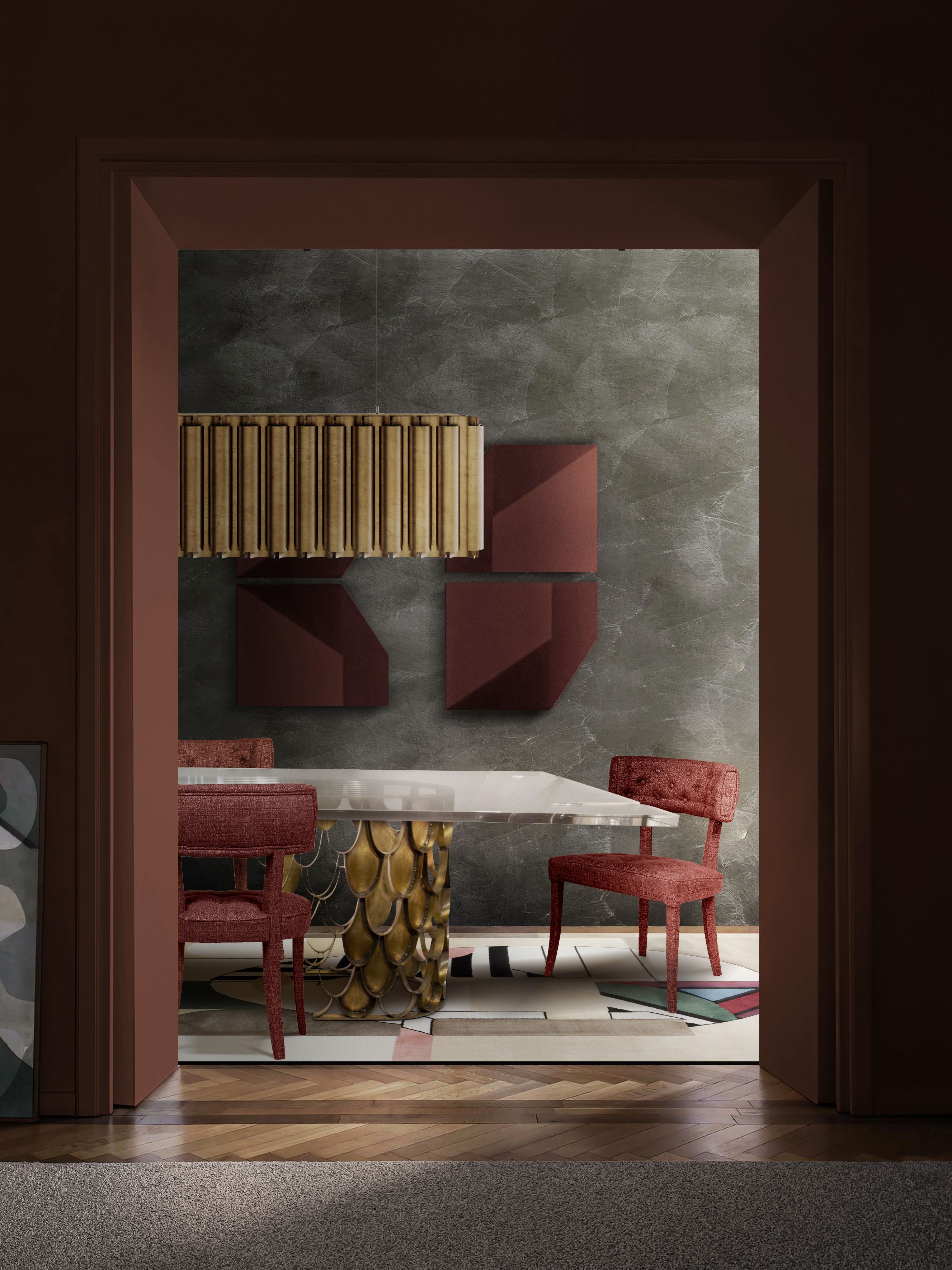 Marvellous Dining Room With Oscar Geometric&nbsp;Rug by Rug'Society
