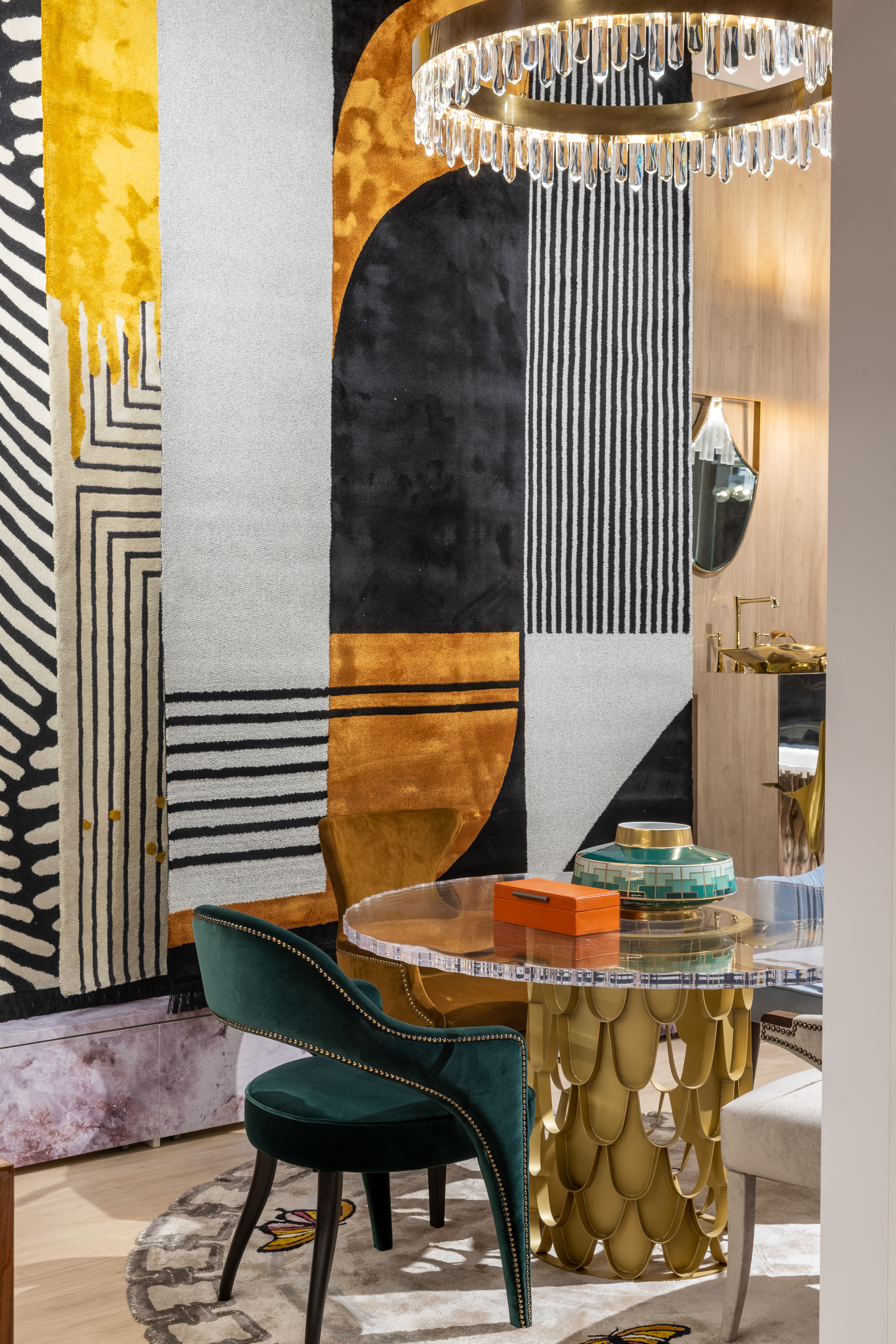 MEETING ROOM WITH ANTELOPE AND METAMORPHOSIS&nbsp;RUG by Rug'Society