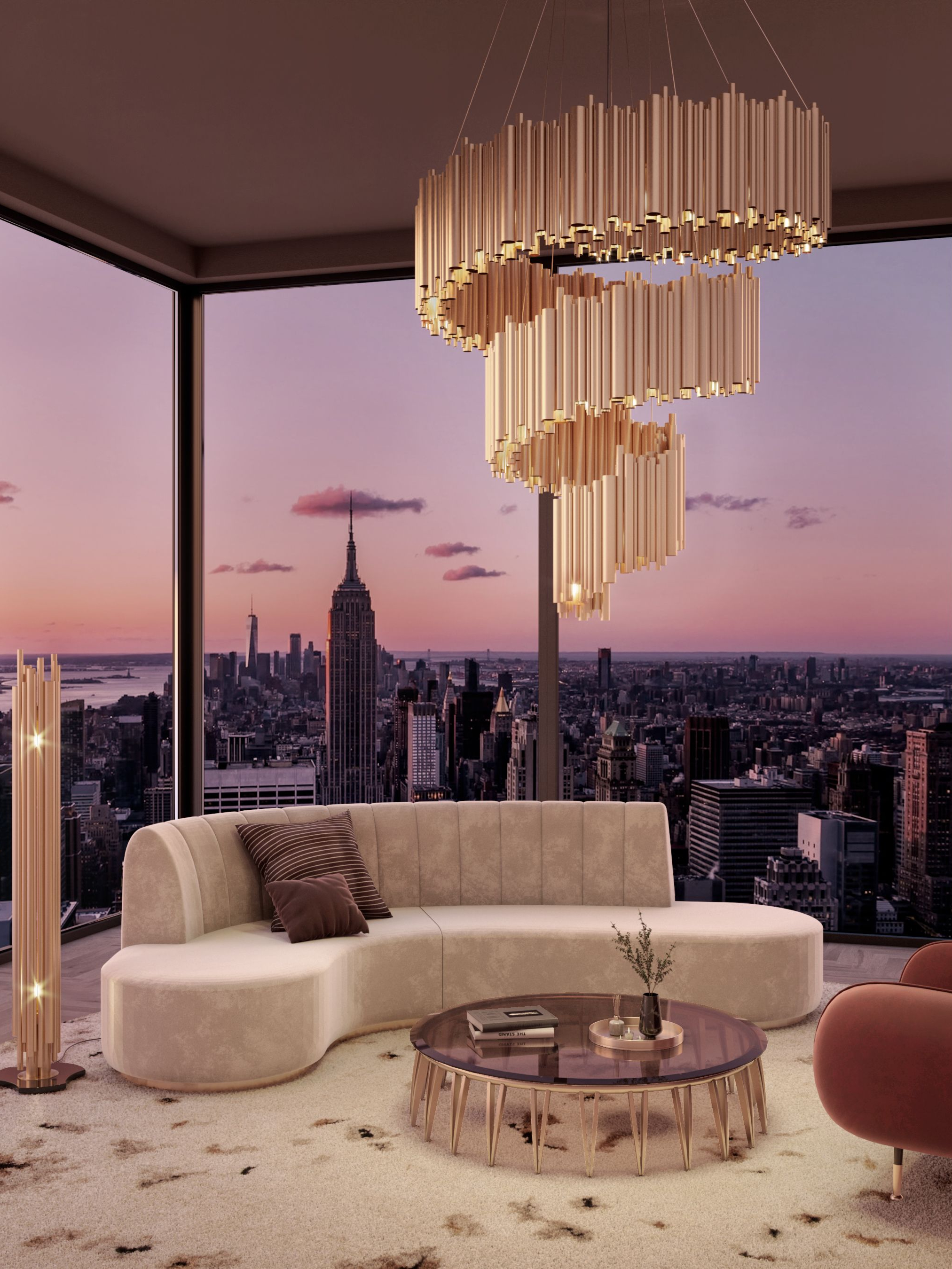 Modern and Golden Living Room with Oslo&nbsp;Rug by Rug'Society