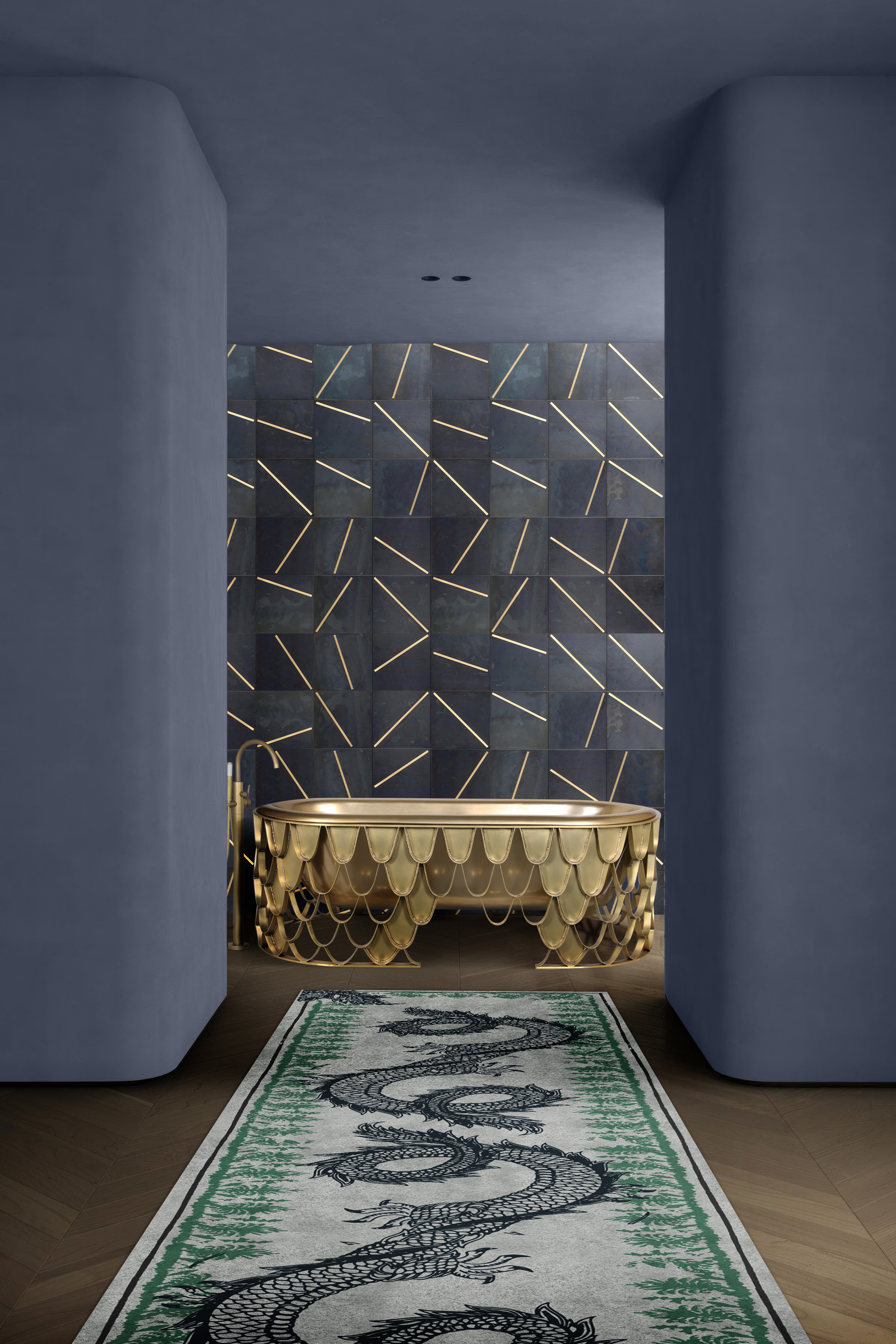MODERN BATHROOM DESIGN WITH REDLEH II&nbsp;RUG by Rug'Society