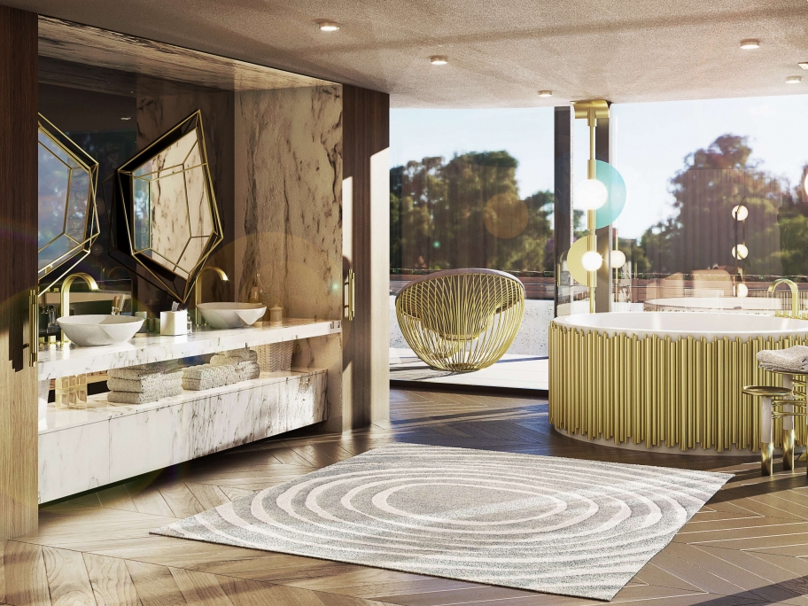 Modern Bathroom Interior Design with the Eye&nbsp;Rug by Rug'Society