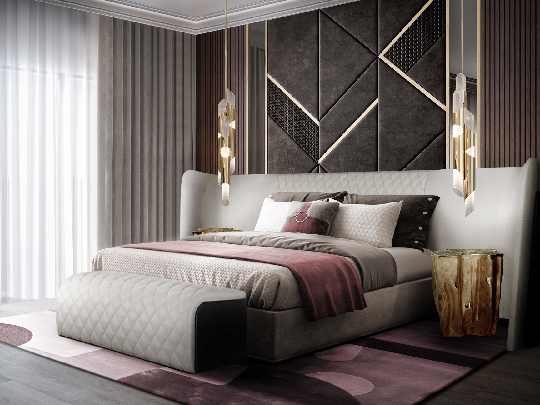 Modern Bedroom Design With Gray Joh&nbsp;Rug by Rug'Society