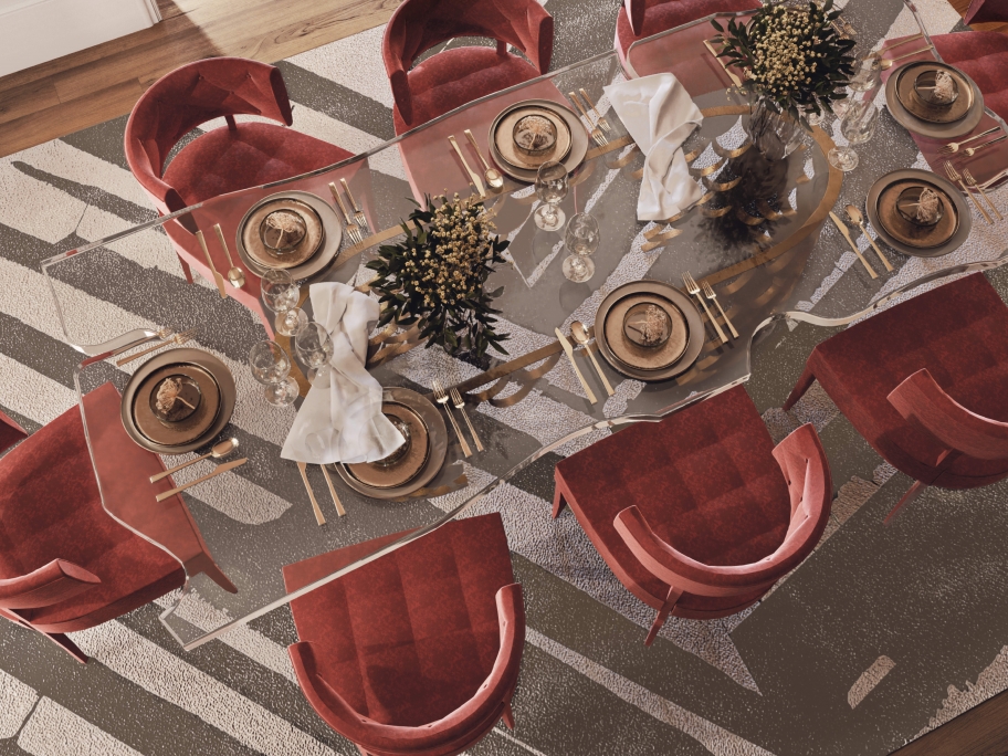 Modern Bold Dining Room With Palm&nbsp;Rug by Rug'Society