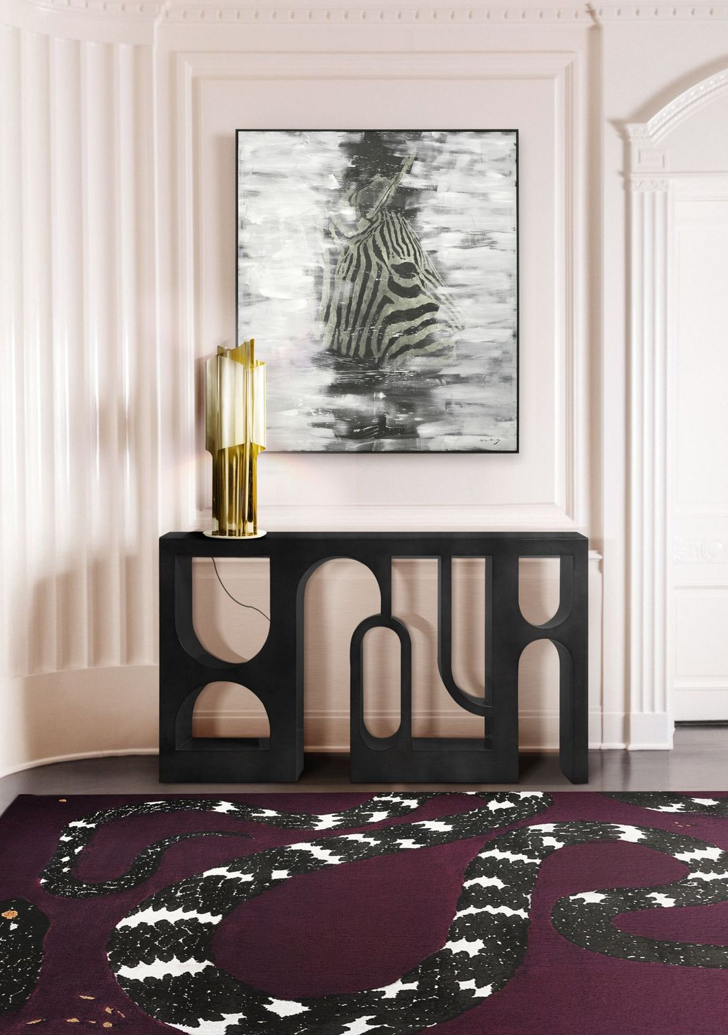 Modern Classic Hallway With Snake 8&nbsp;Rug by Rug'Society