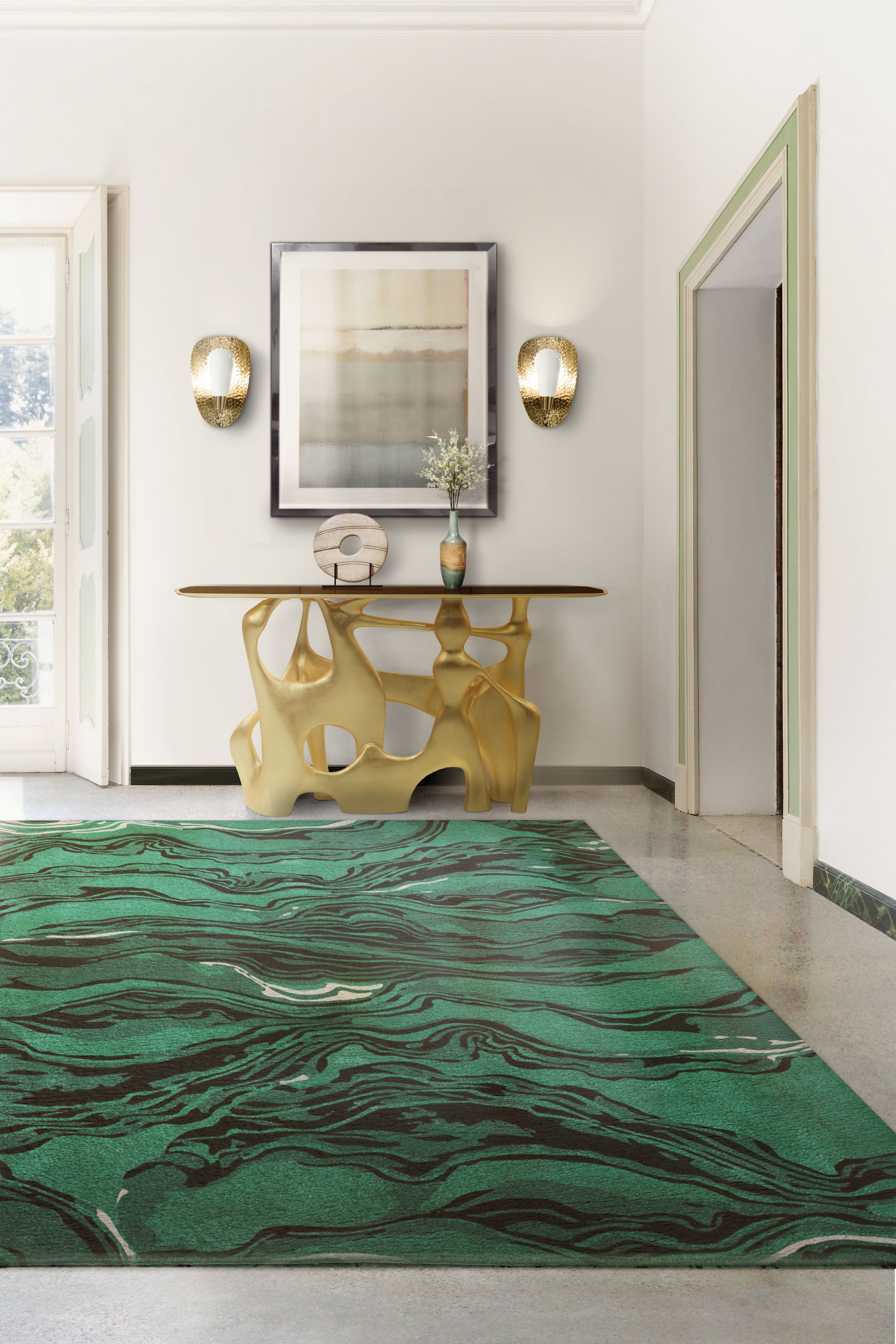 Modern Classic Hallway With Strong&nbsp;Colors by Rug'Society