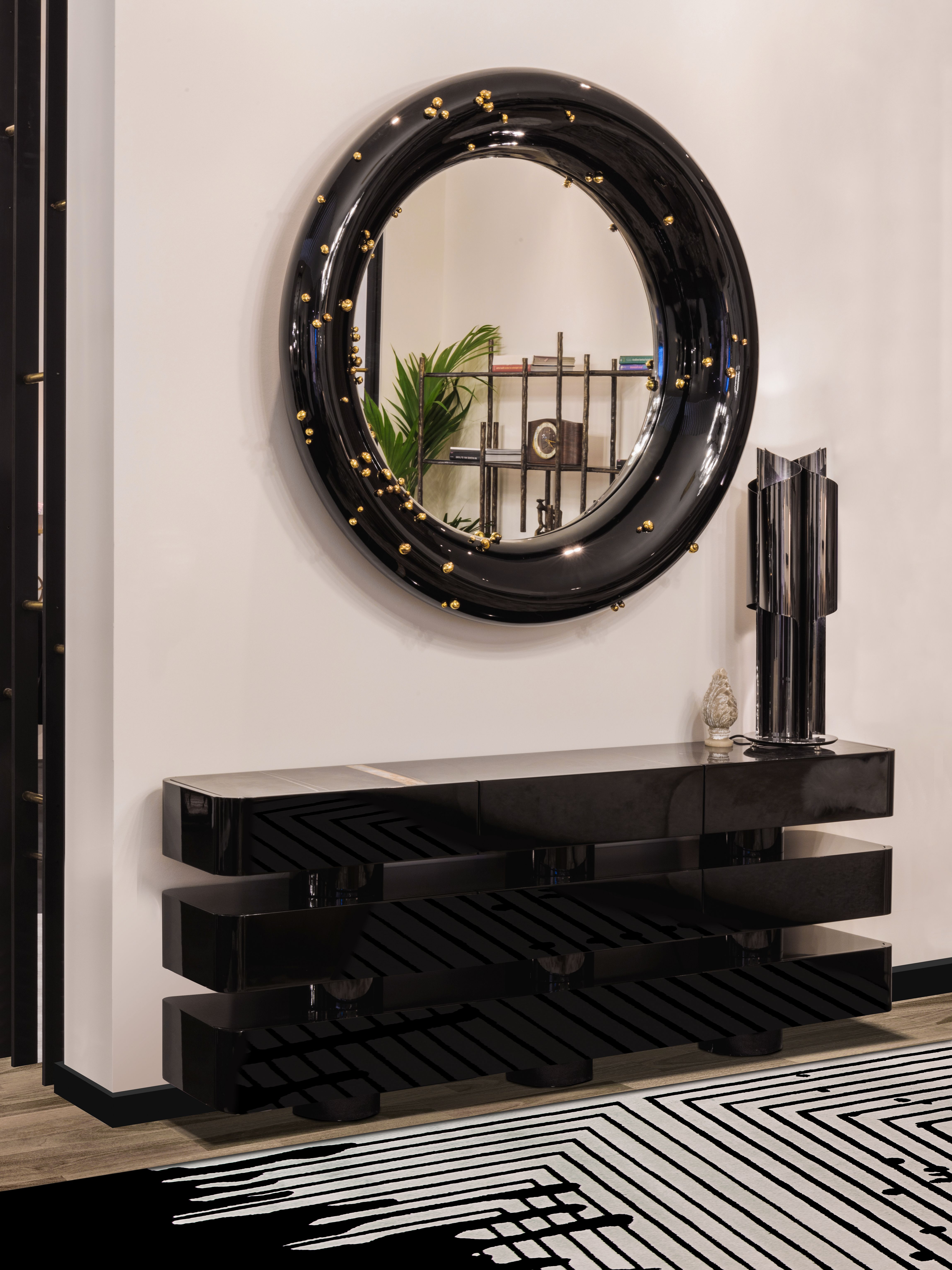 Modern Classic Hallway With Valencia Black&nbsp;Rug by Rug'Society