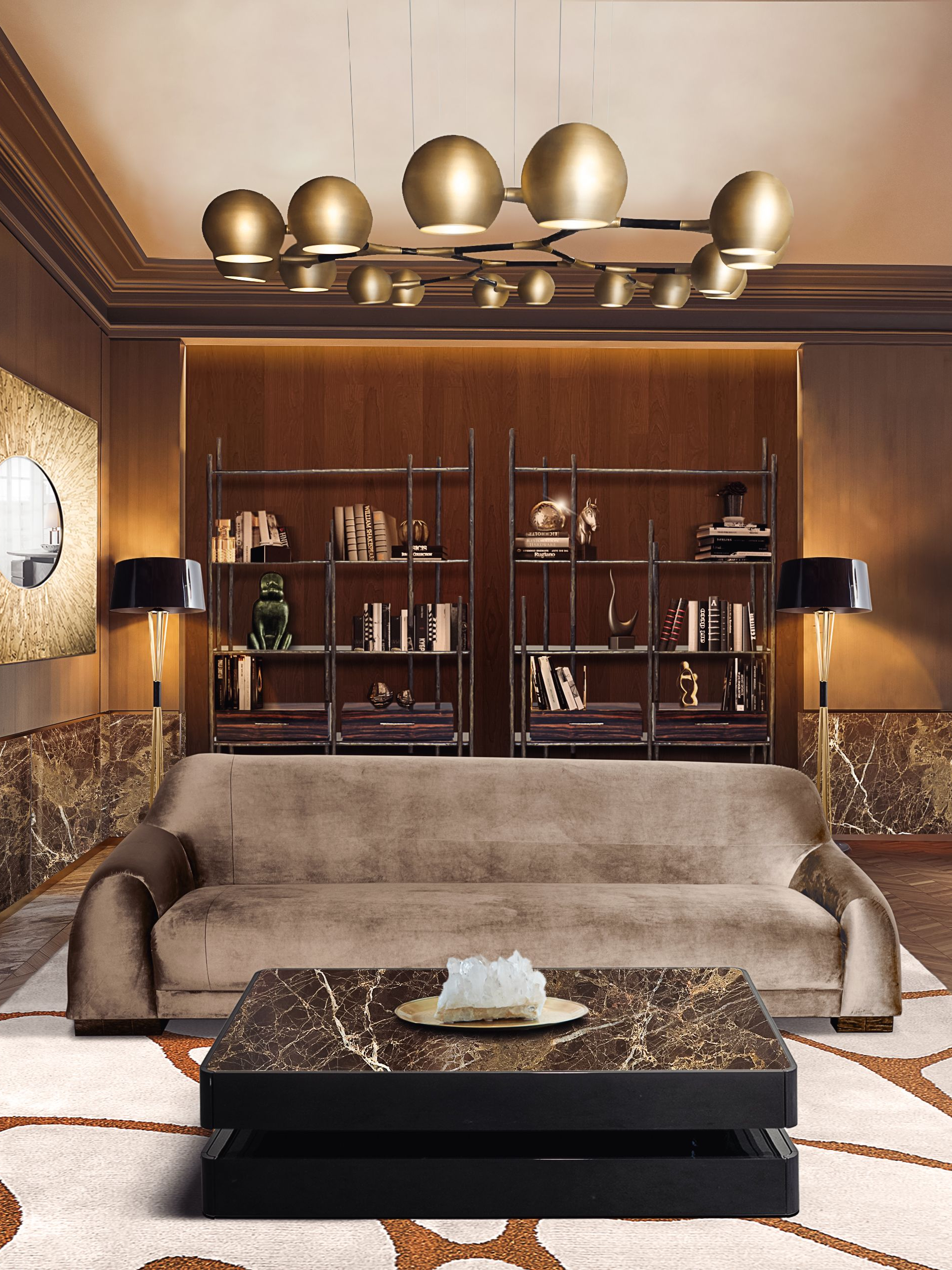 Modern Classic Living Room With Cell Neutral&nbsp;Rug by Rug'Society