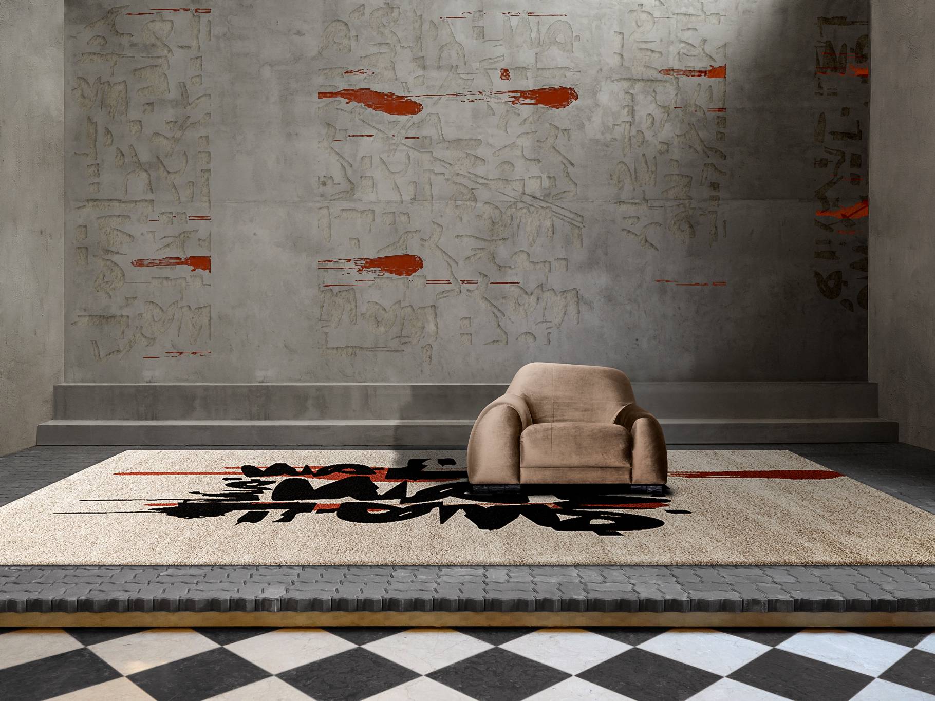 MODERN CONTEMPORARY GALLERY WITH THE INKAHOLE URBAN&nbsp;RUG by Rug'Society
