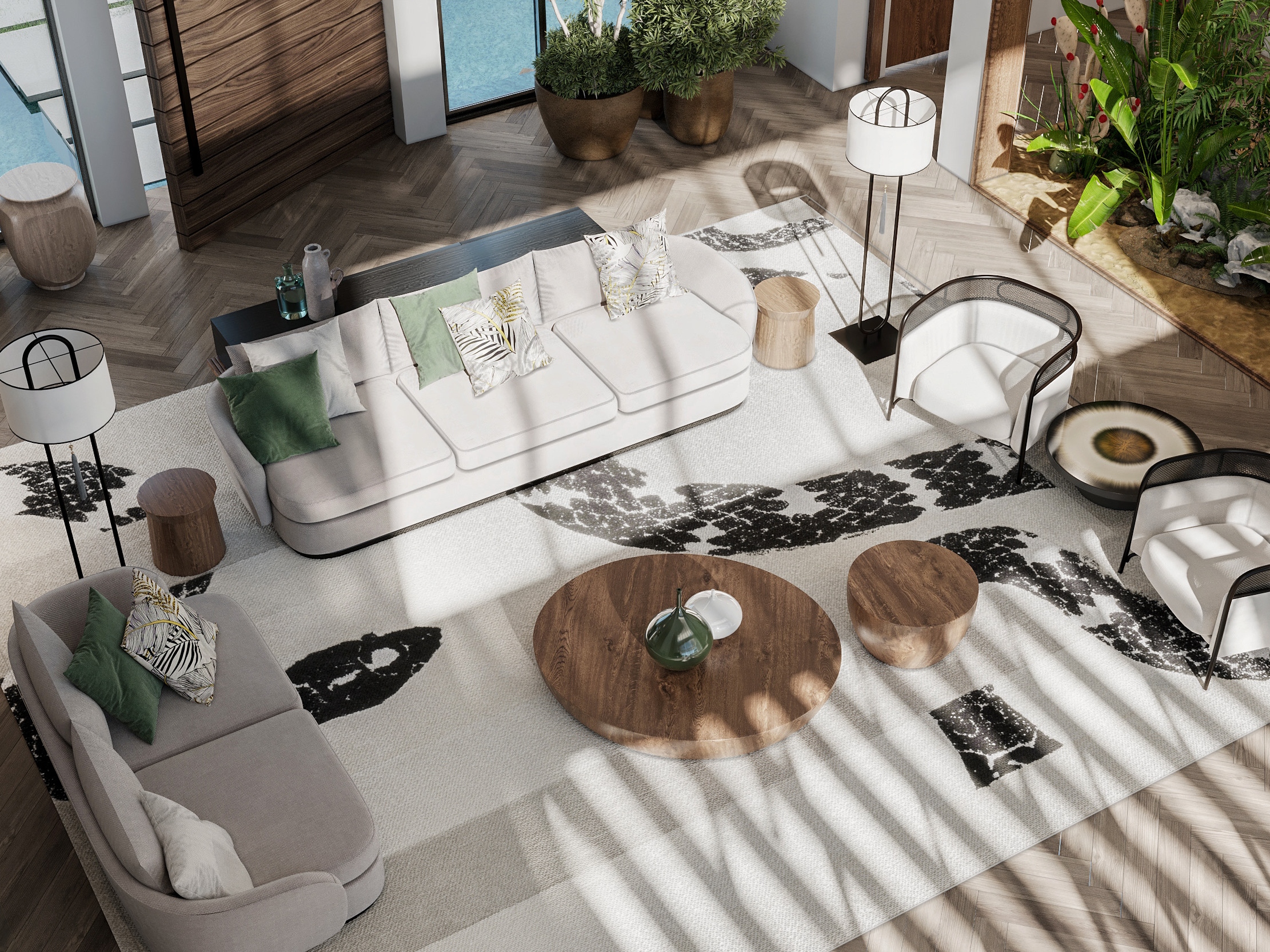 Modern Contemporary Living Room With Beige Imperial Snake&nbsp;Rug by Rug'Society