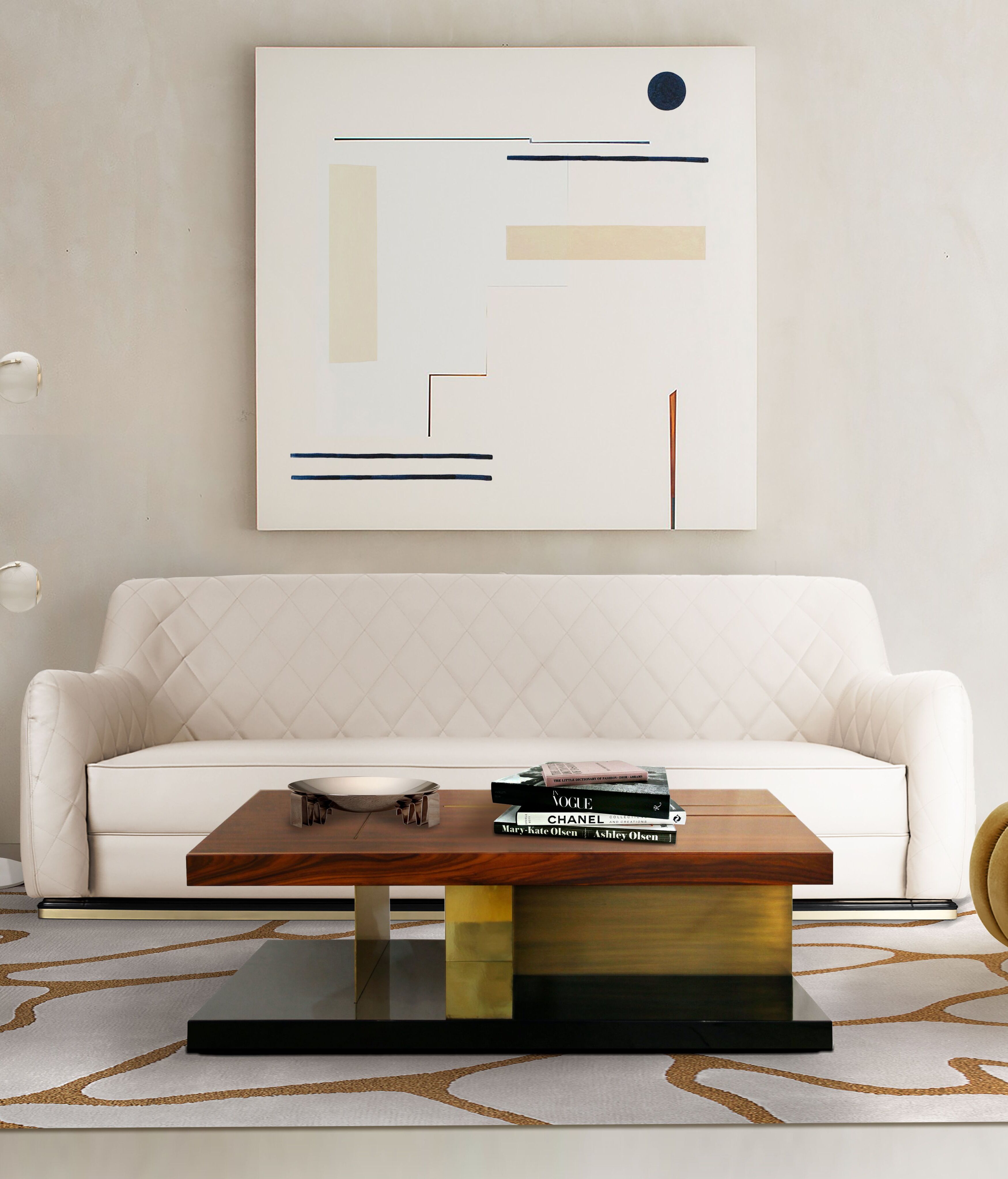 Modern Contemporary Living Room With Cell&nbsp;Rug by Rug'Society