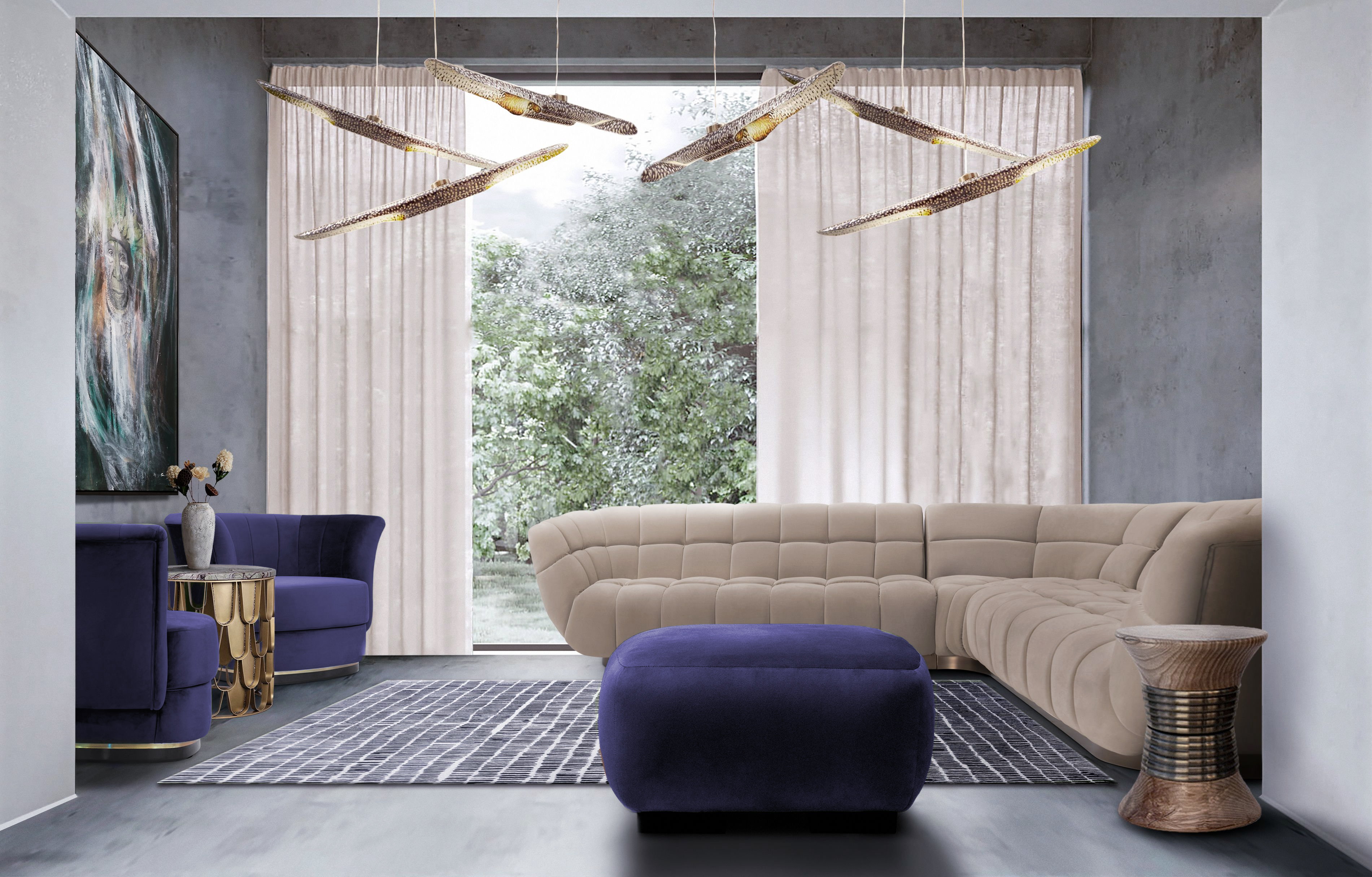 Modern Contemporary Living Room With Coll&nbsp;Rug by Rug'Society