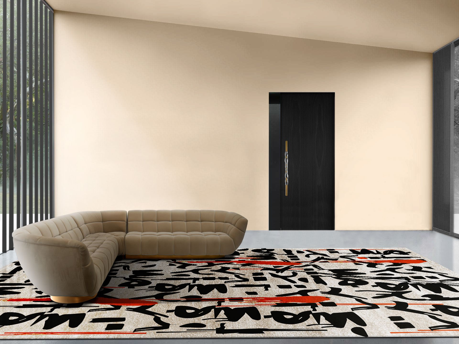 Modern Contemporary Living Room With Inkaholic&nbsp;Rug by Rug'Society