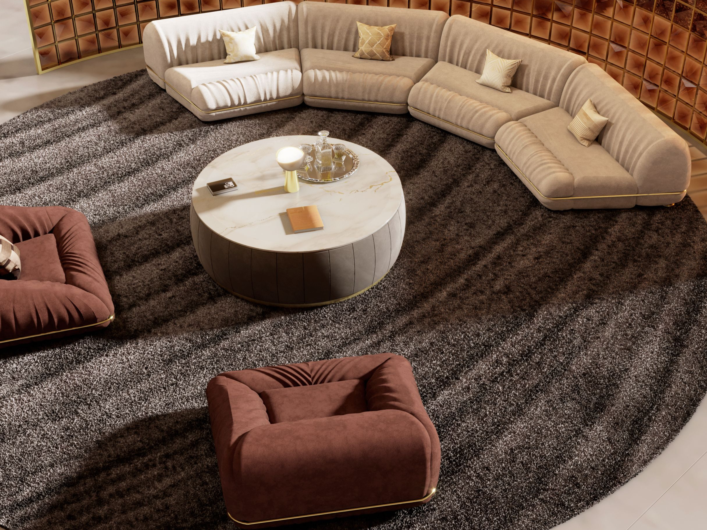Modern Contemporary Living Room With Kara Hand-Tufted&nbsp;Rug by Rug'Society