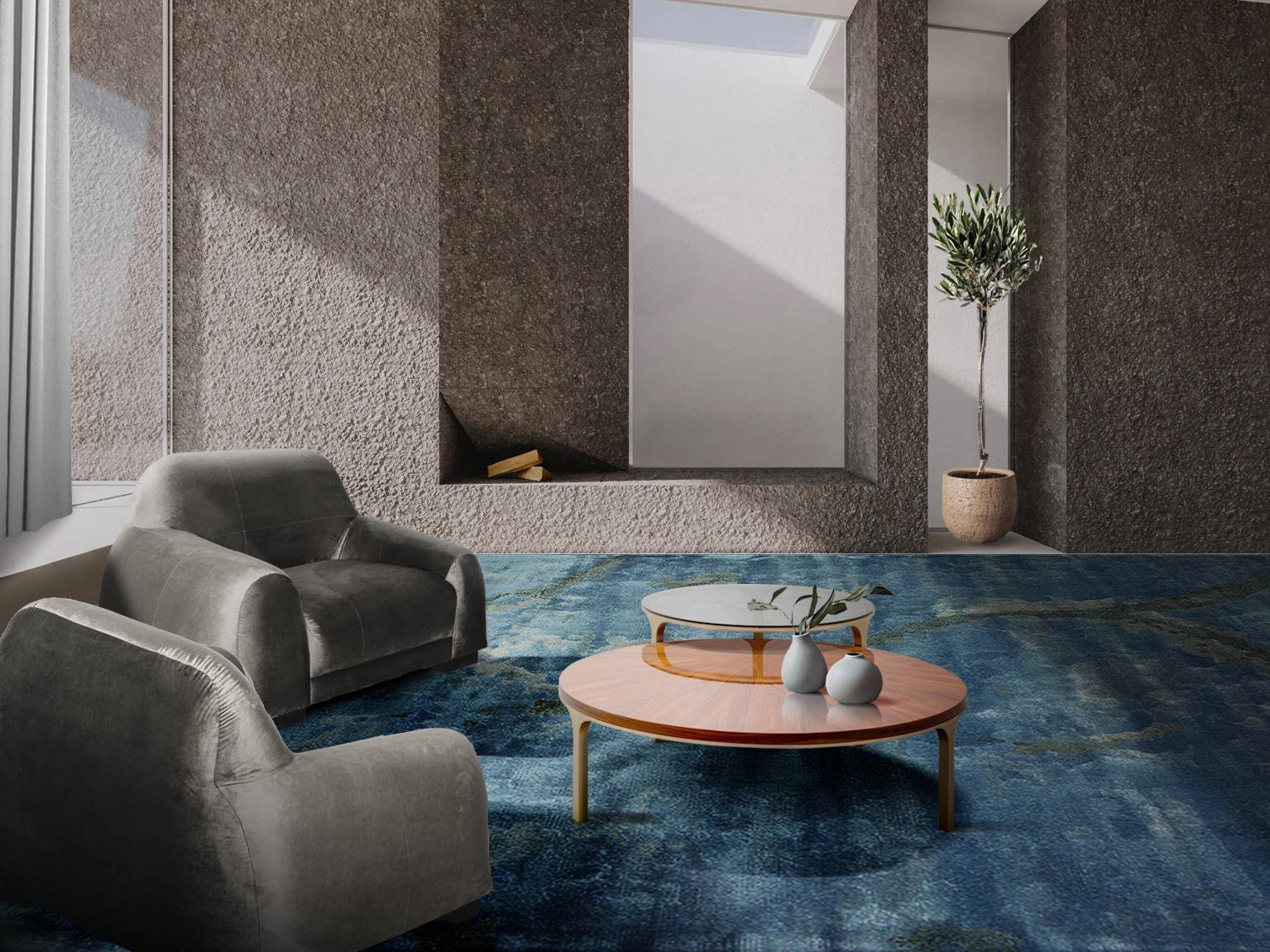 MODERN CONTEMPORARY LIVING ROOM WITH MIRÓ&nbsp;RUG by Rug'Society