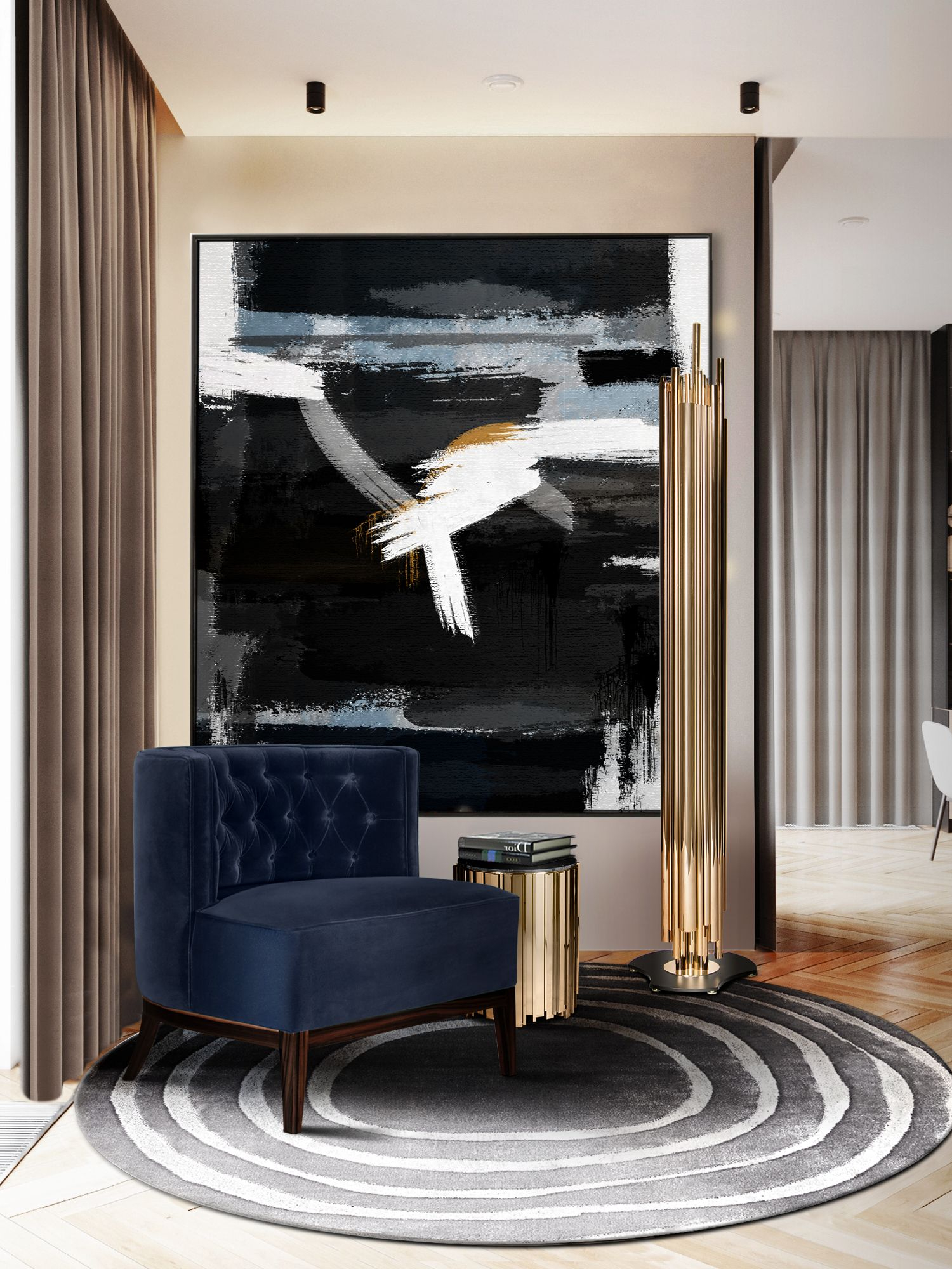 Modern Contemporary Reading Corner With Eye&nbsp;Rug by Rug'Society