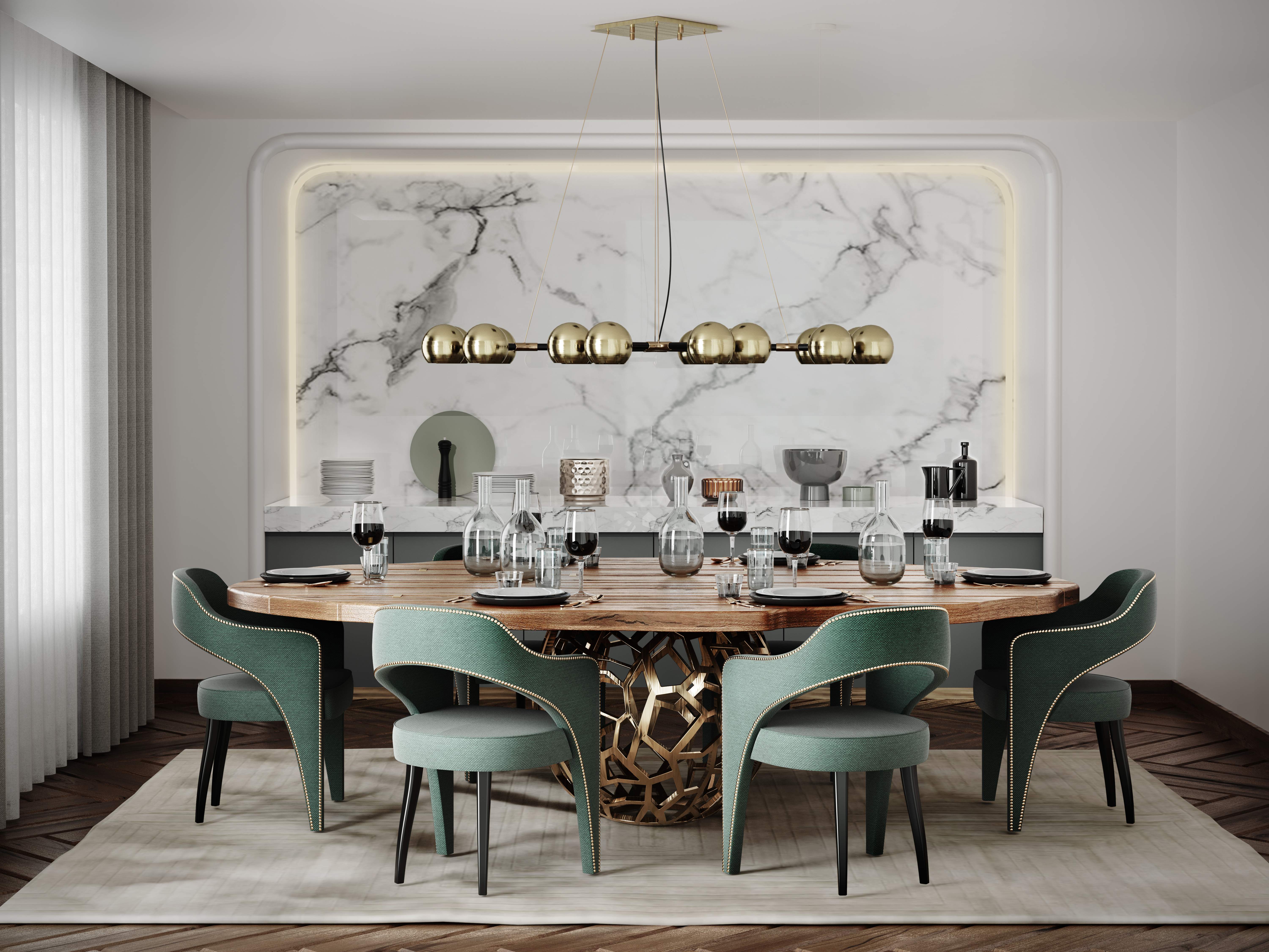 MODERN DINING ROOM DECOR WITH THE WHITE GARDEN&nbsp;RUG by Rug'Society