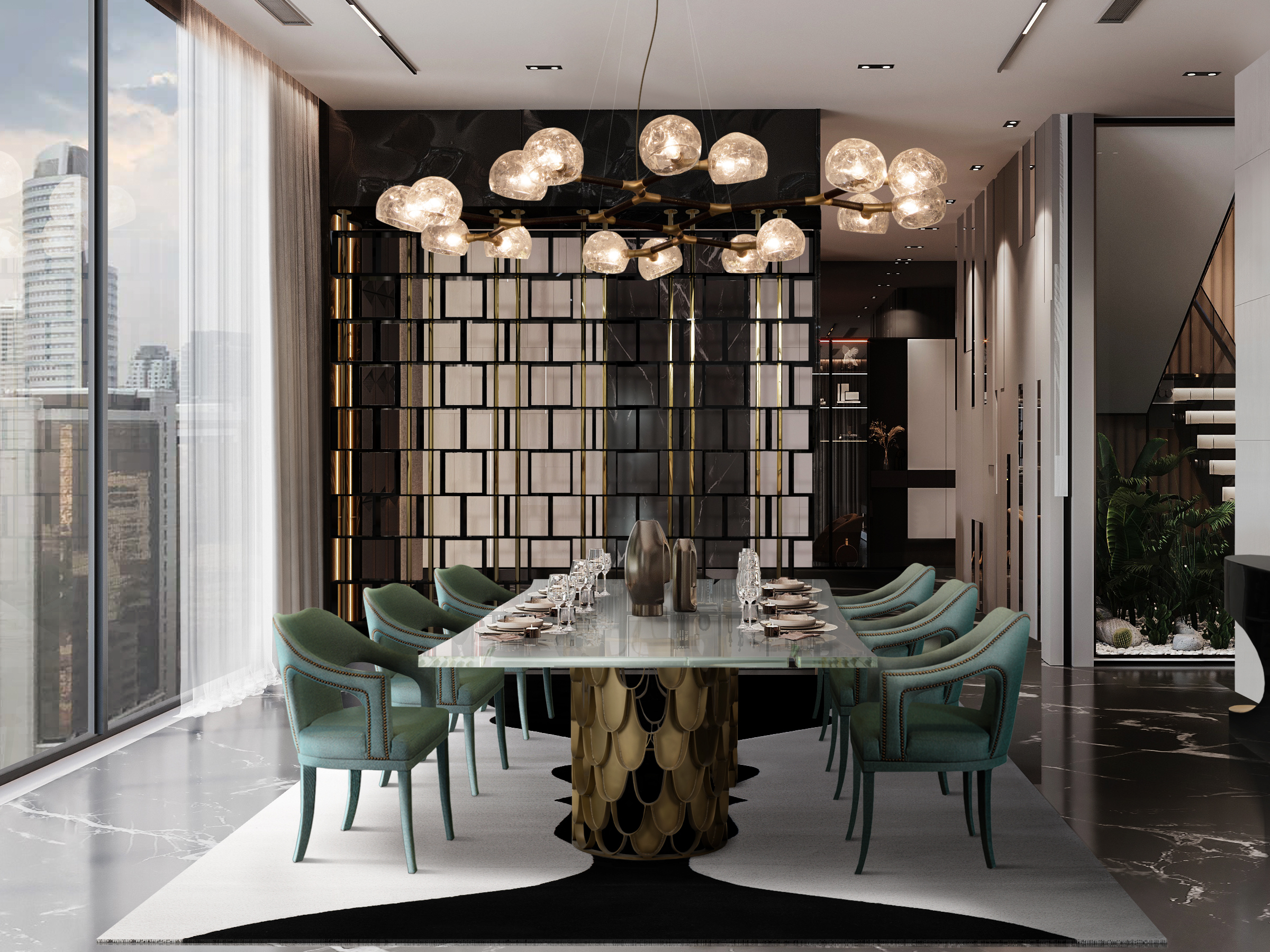 MODERN DINING ROOM DESIGN WITH THE VASE&nbsp;RUG by Rug'Society