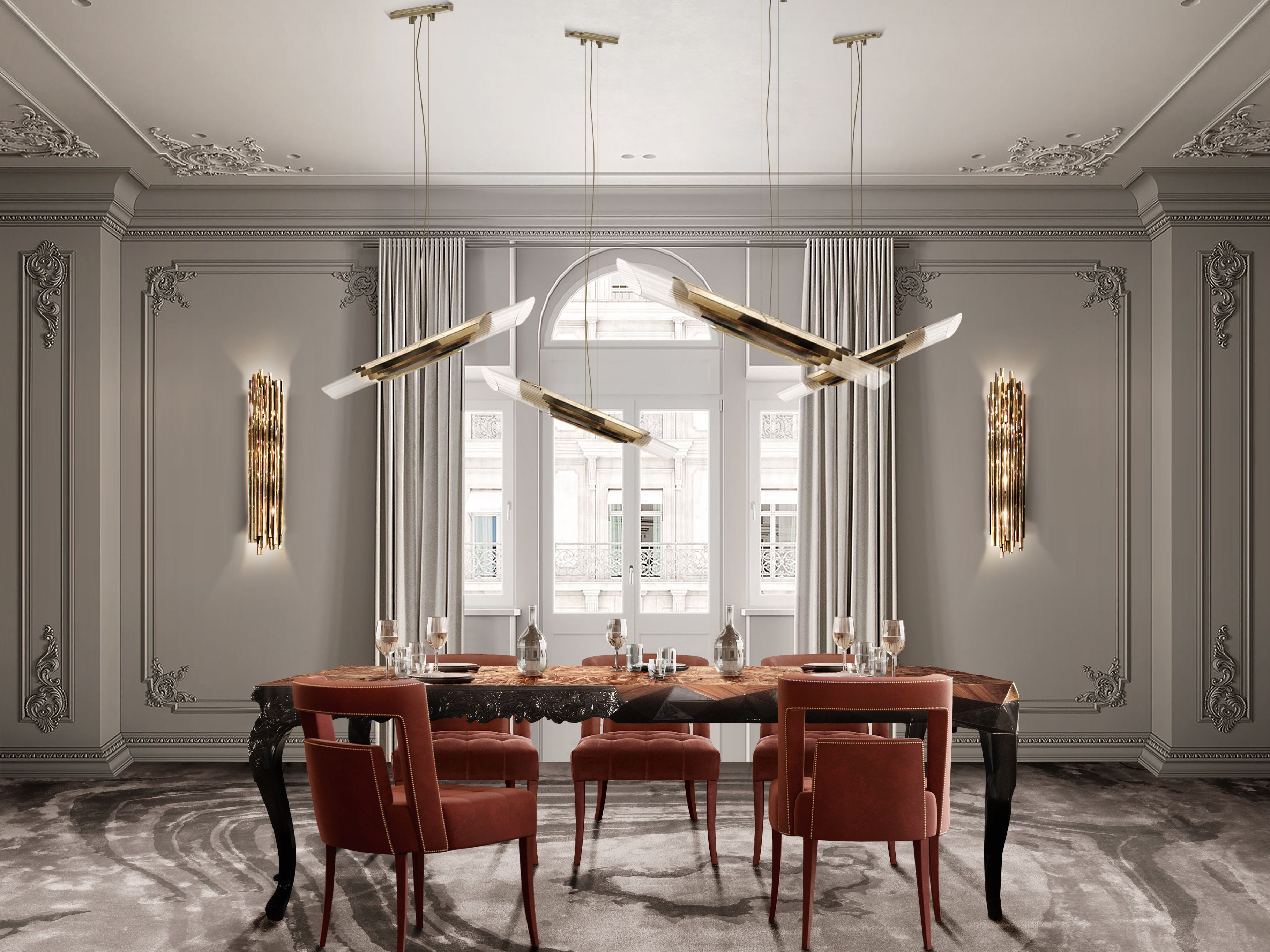 Modern Dining Room Design with Unique Agatha&nbsp;Rug by Rug'Society