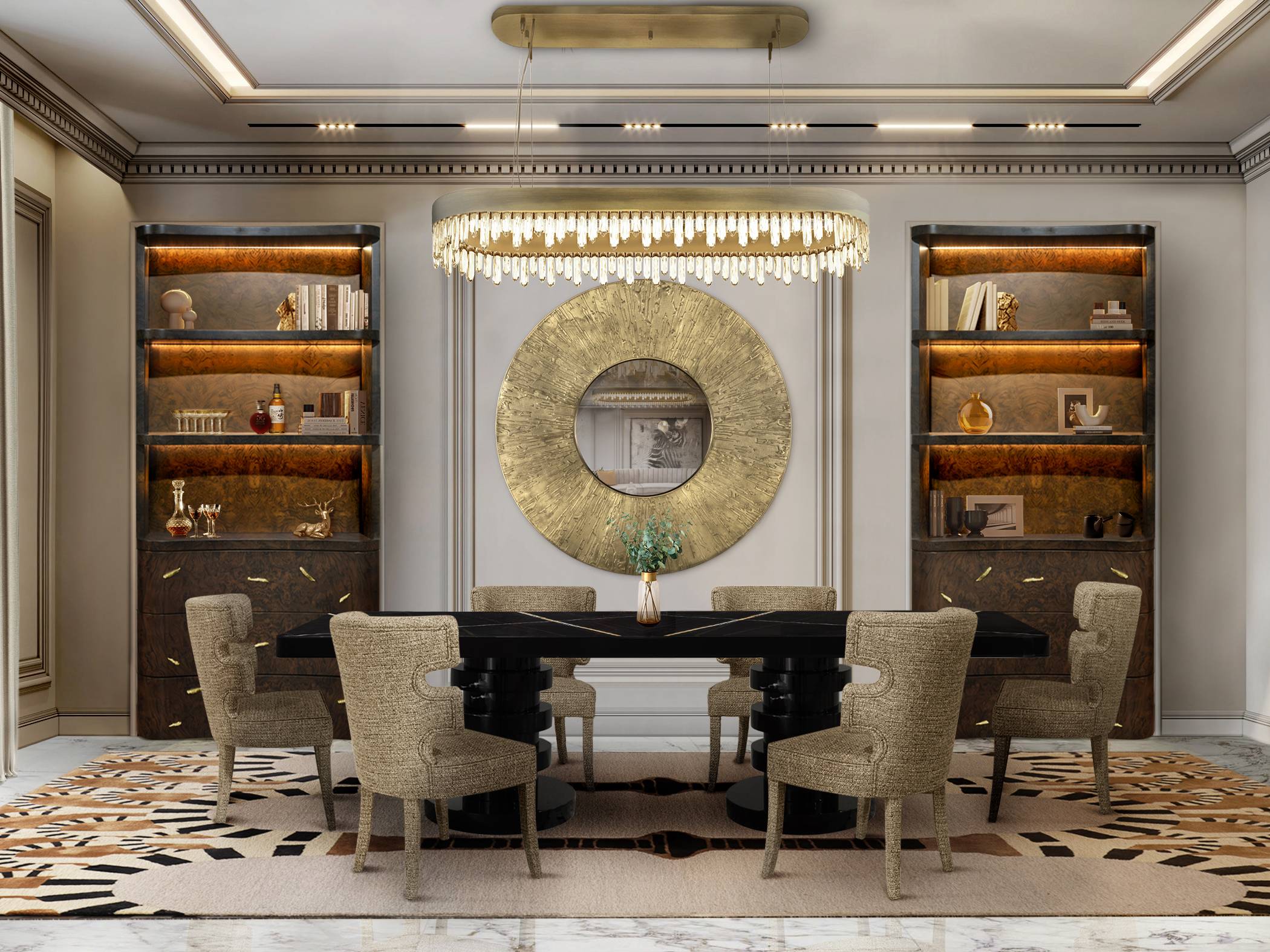 MODERN DINING ROOM WITH NEUTRAL TONES AND THE APOLLO&nbsp;RUG by Rug'Society