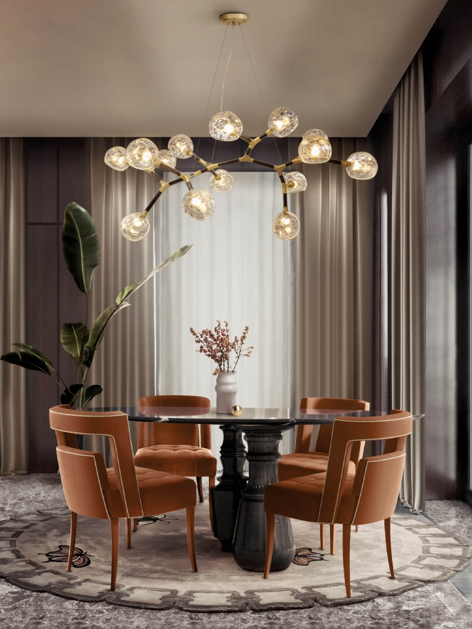 Modern Elegant Dining Room With Metamorphosis Rug - Rug'Society