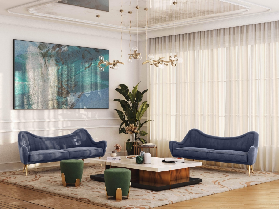 Modern Elegant Living Room With Merfilus Square&nbsp;Rug by Rug'Society