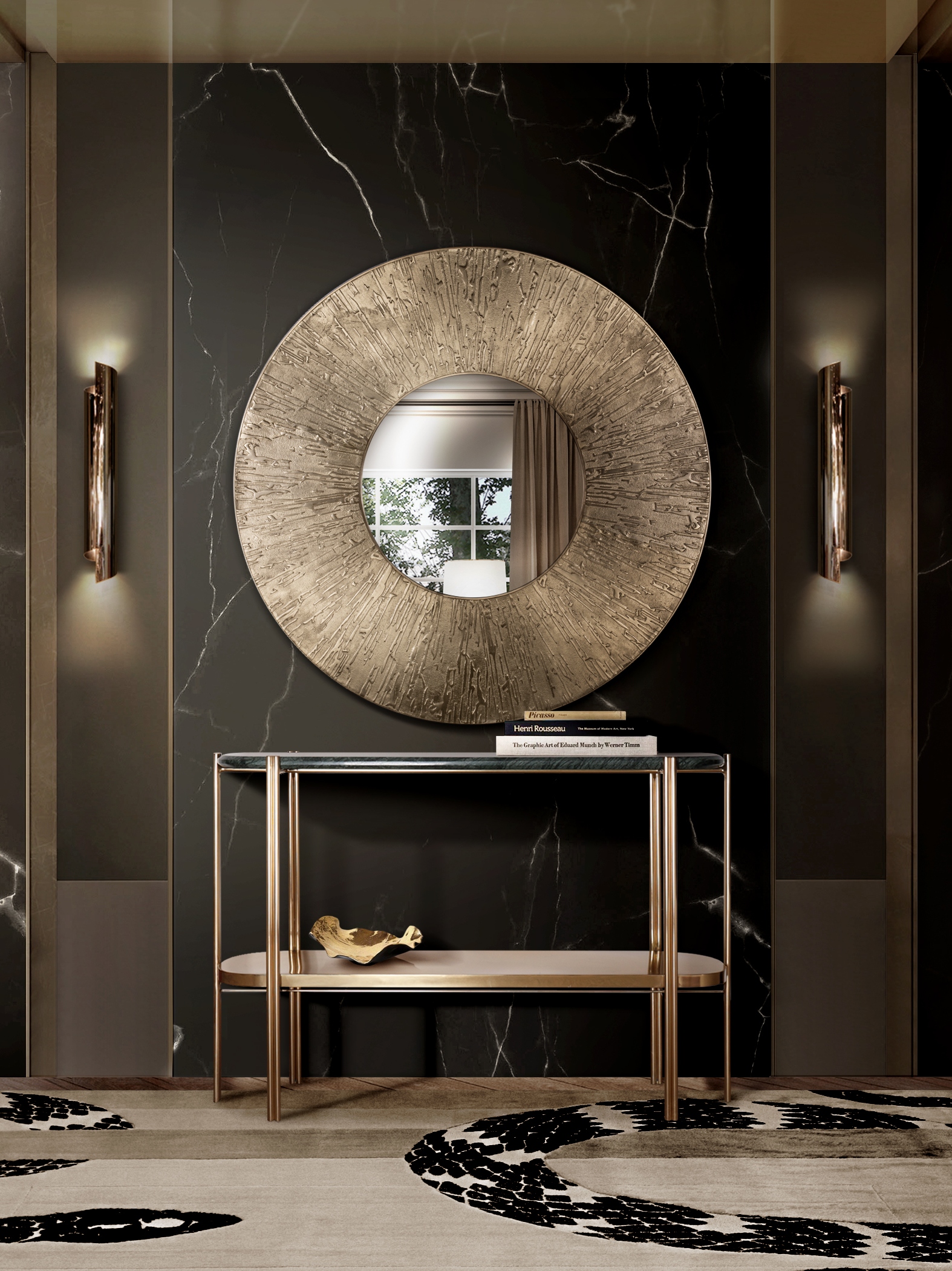 modern hallway decor has a sophisticated IMPERIAL SNAKE&nbsp;RUG by Rug'Society