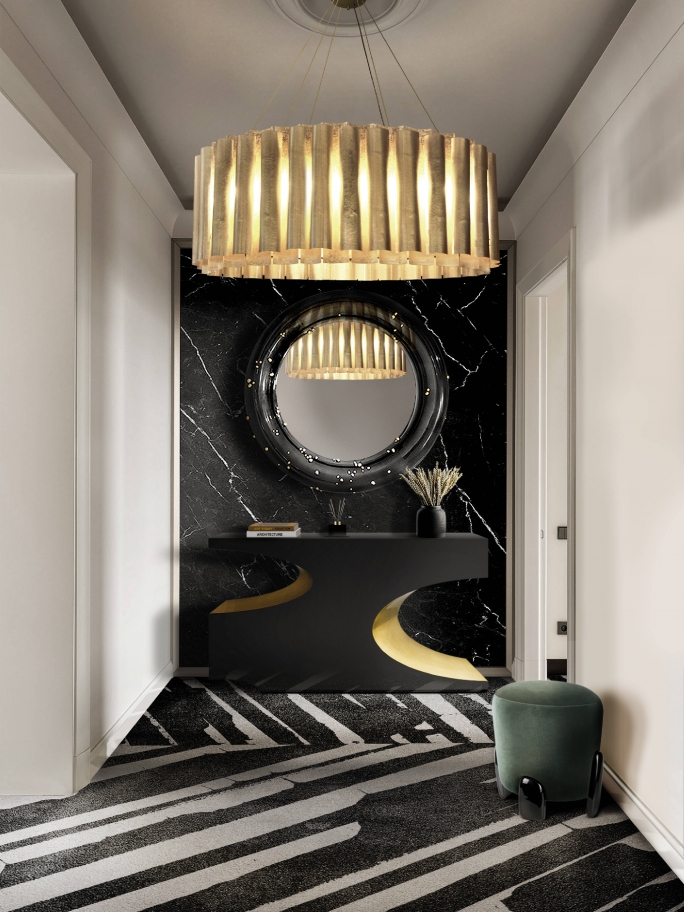 Modern Hallway Design With The Palm&nbsp;Rug by Rug'Society
