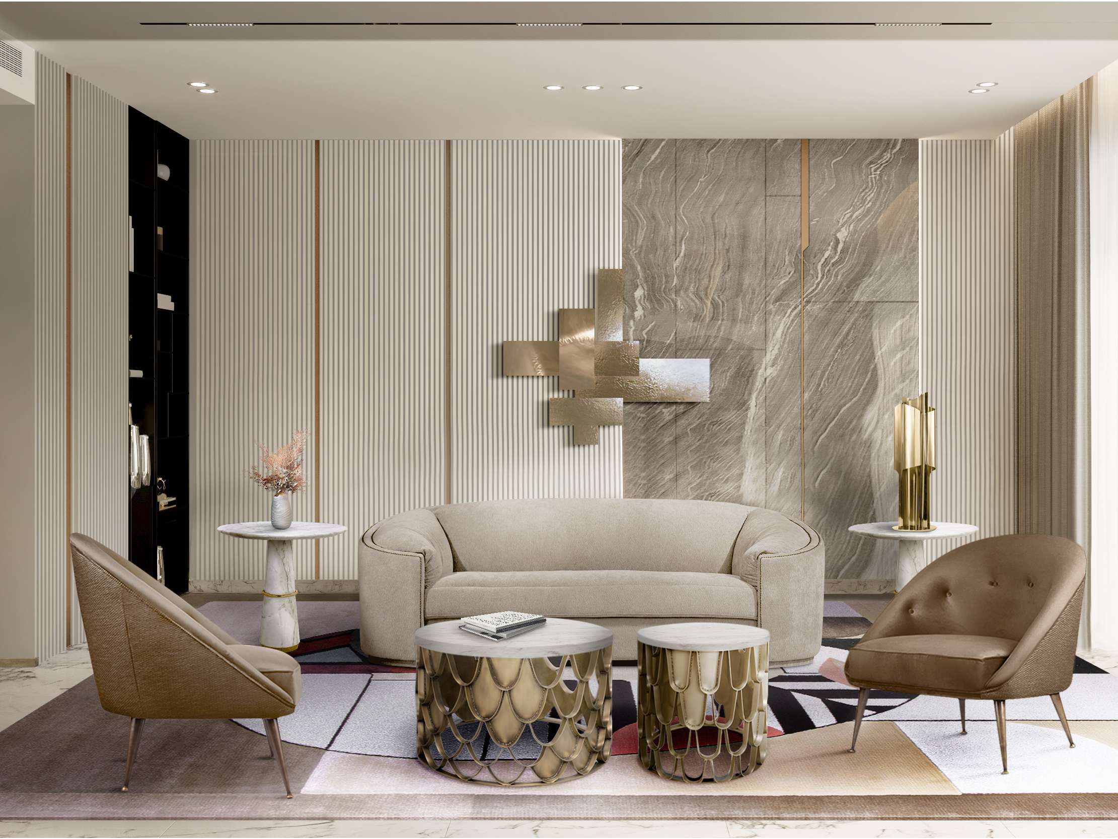 Modern Living Room Design with the Geometric Oscar&nbsp;Rug by Rug'Society