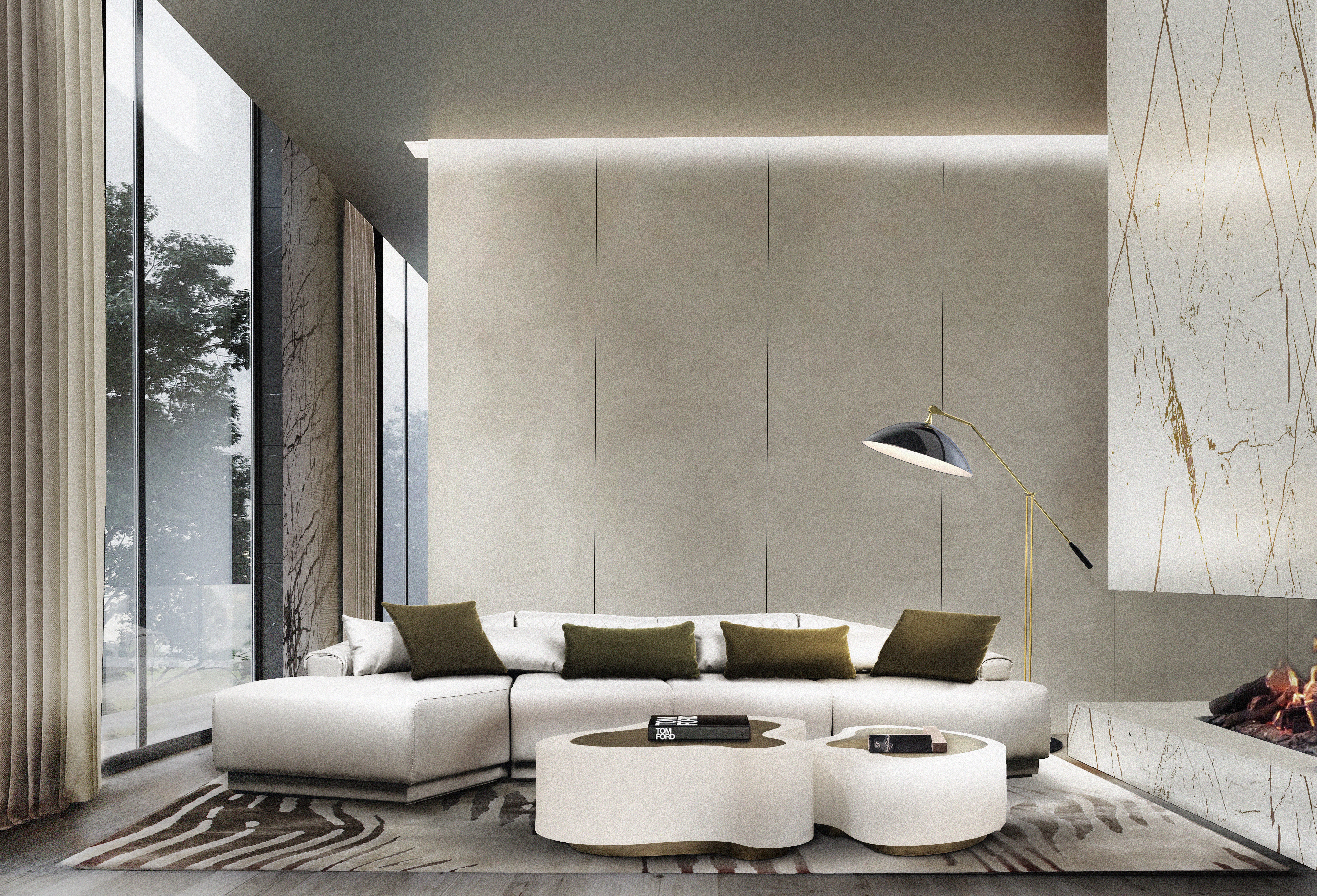 Modern Living Room With Kotta Botanical&nbsp;Rug by Rug'Society