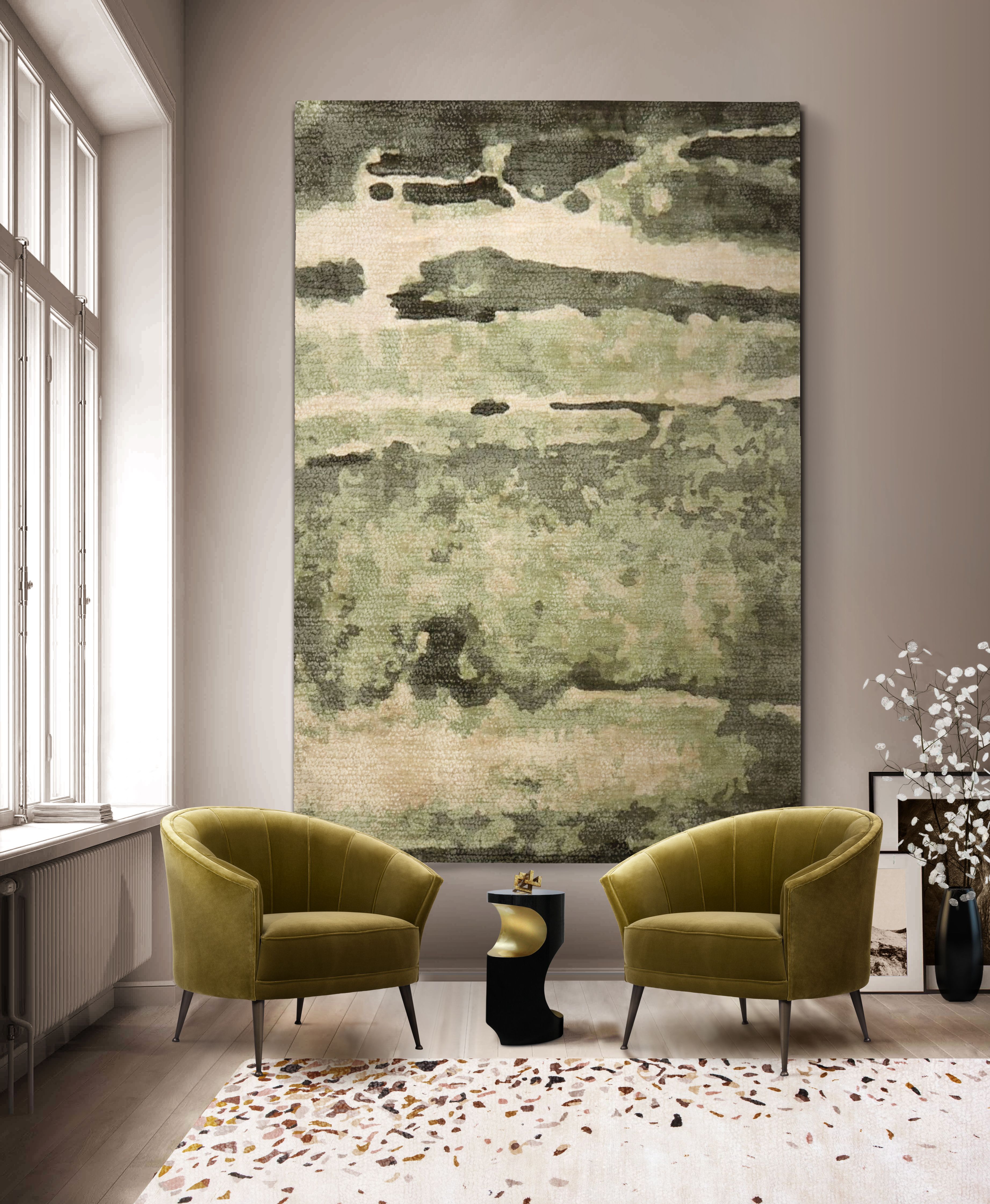 Modern Living Room With Möos Wall&nbsp;Rug by Rug'Society