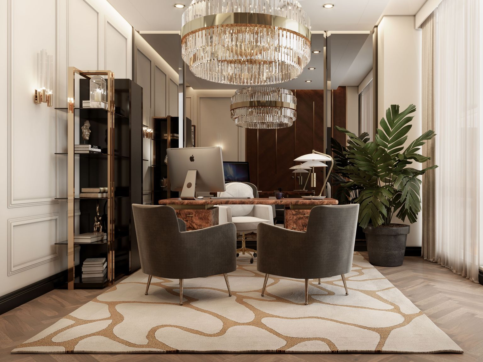Modern Luxury Office With Cell Neutral&nbsp;Rug by Rug'Society