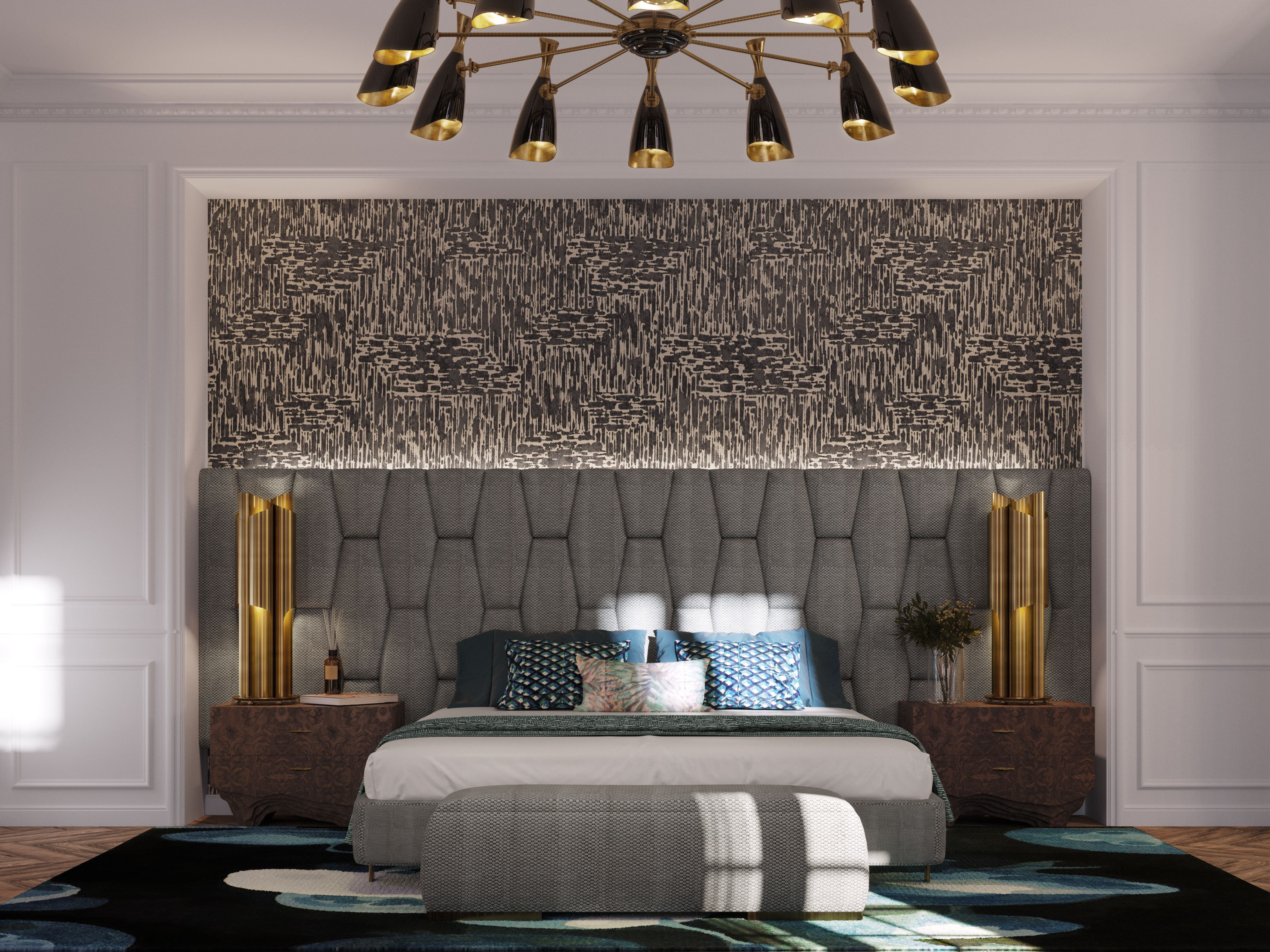 Modern Master Bedroom With Medusa Rug&nbsp;Design by Rug'Society