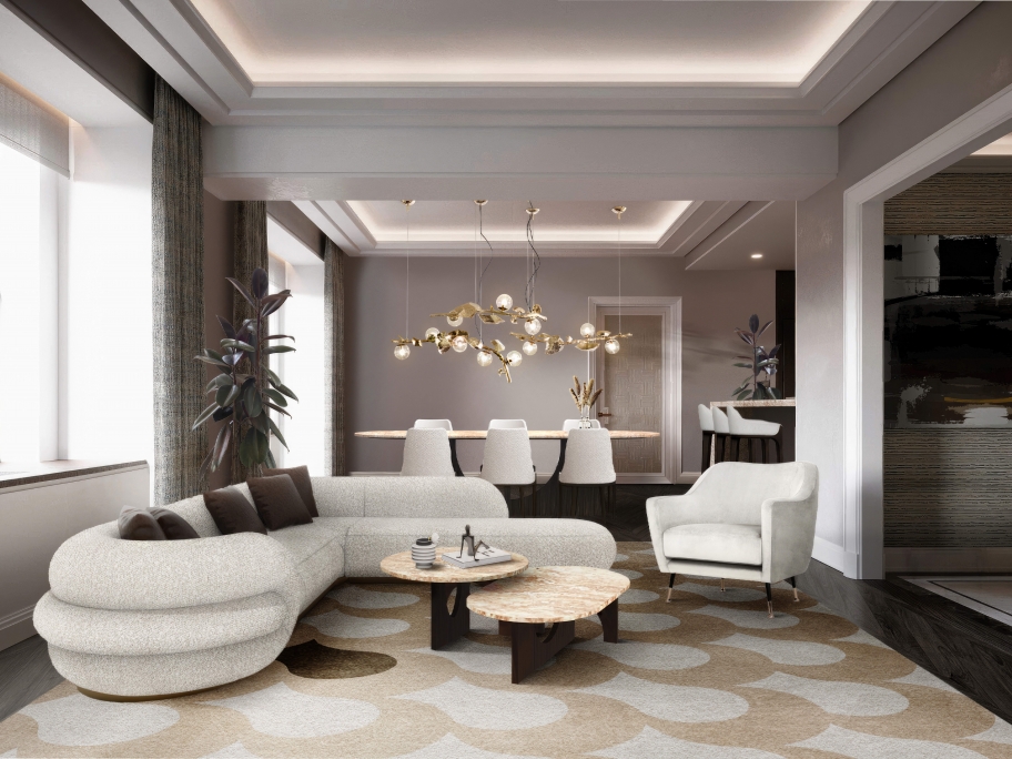 Modern Neutral Living Room With Adler Rug - Rug'Society