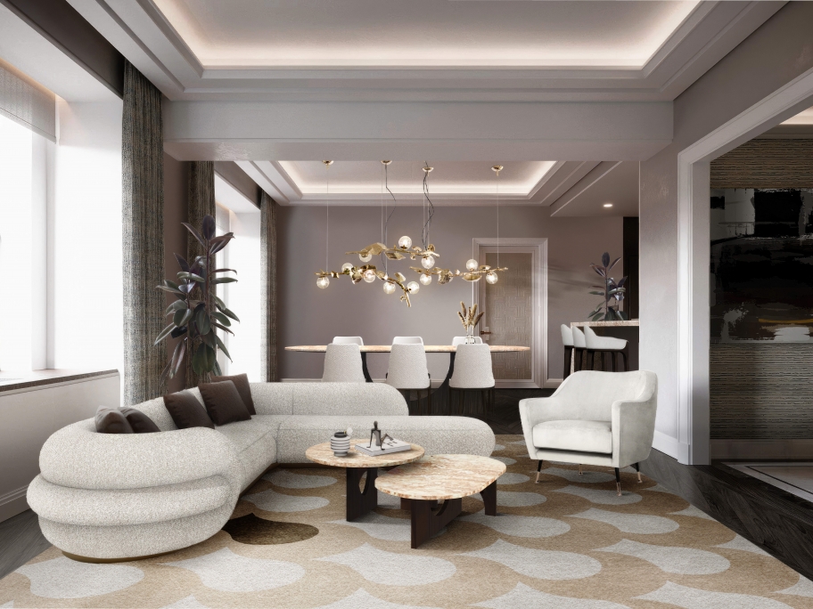 Modern Neutral Living Room With Adler&nbsp;Rug by Rug'Society