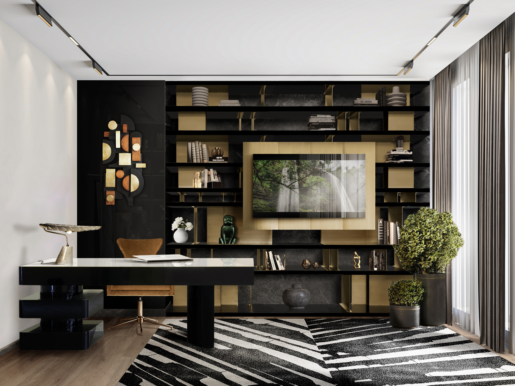 MODERN OFFICE DESIGN WITH THE PALM&nbsp;RUG by Rug'Society
