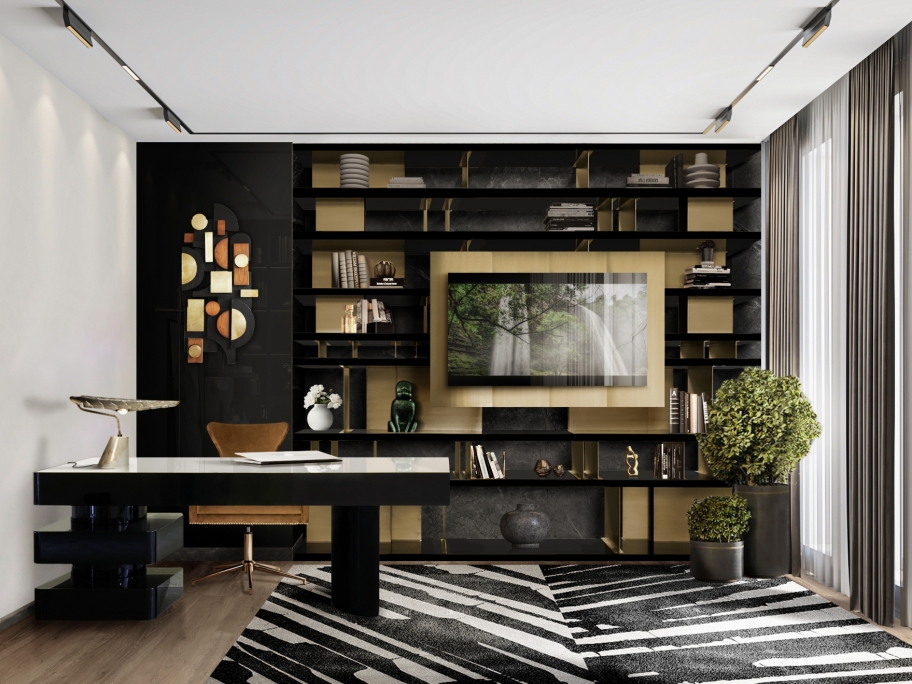 MODERN OFFICE DESIGN WITH THE PALM&nbsp;RUG by Rug'Society