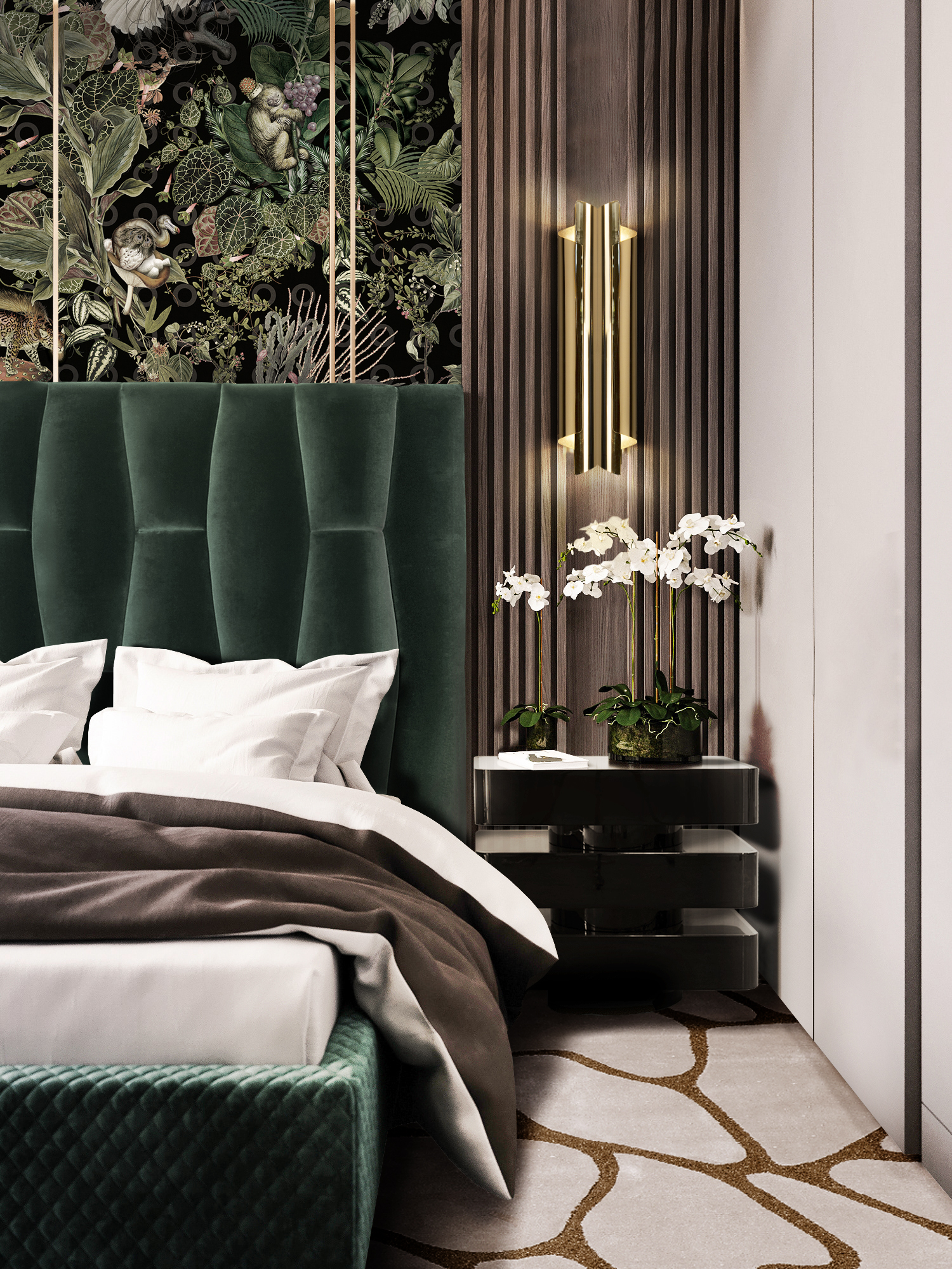 Nature-Inspired Modern Bedroom With The Cell&nbsp;Rug by Rug'Society